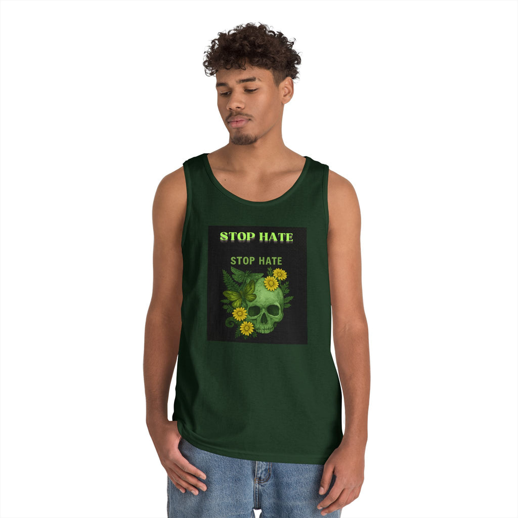 Stop Hate Floral Skull Tank Top — Anti-Hate Graphic Tank