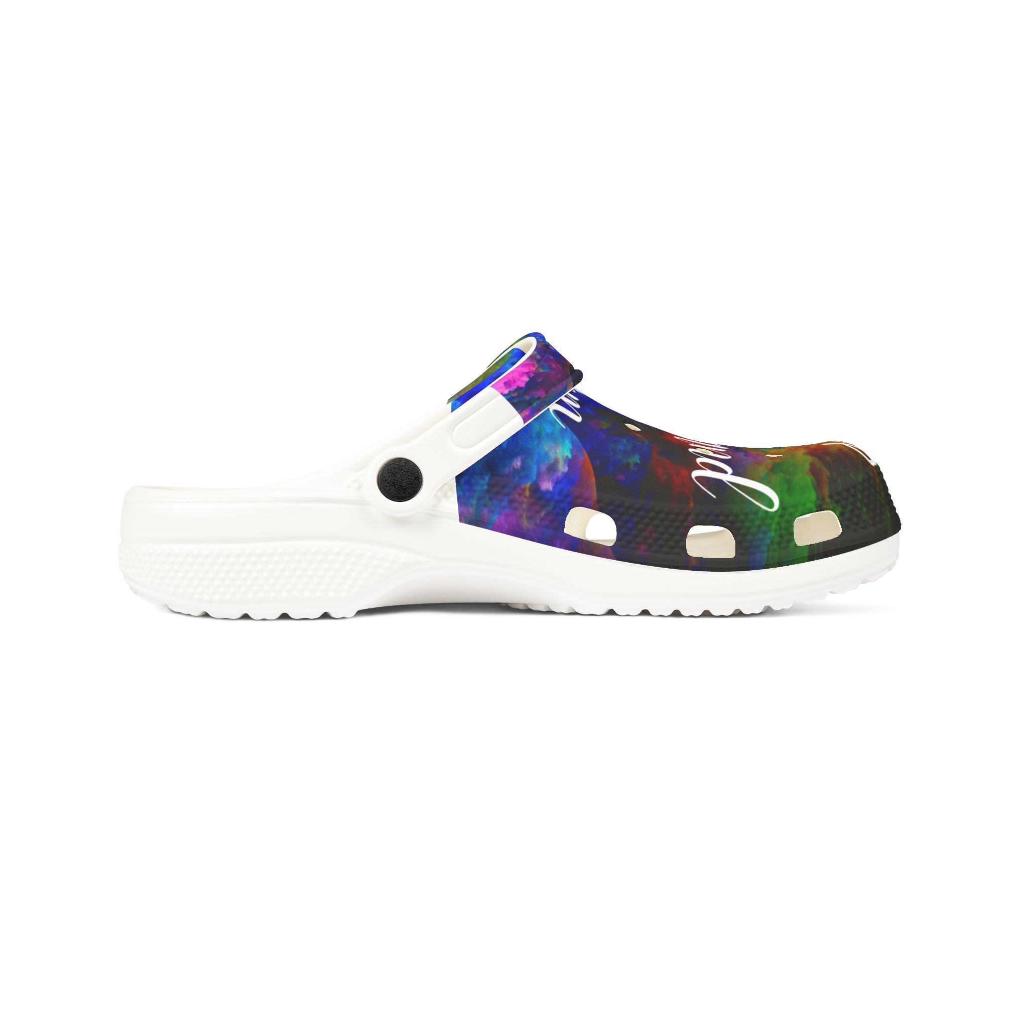 Stop Hate and Racism EVA Foam Clogs — Colorful Tie-Dye Statement Shoes