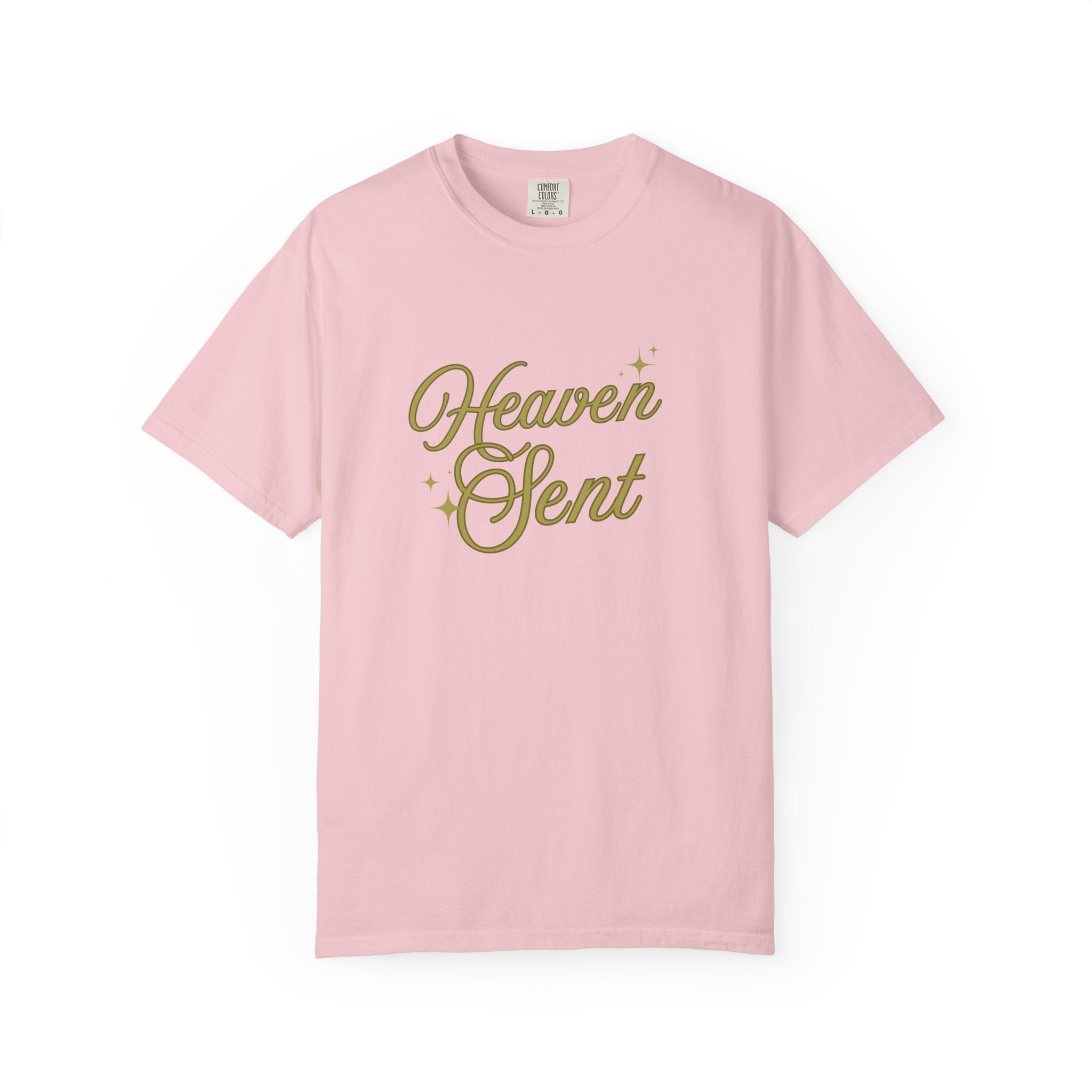Heaven Sent Graphic Tee – Script Text Logo Cotton T-Shirt