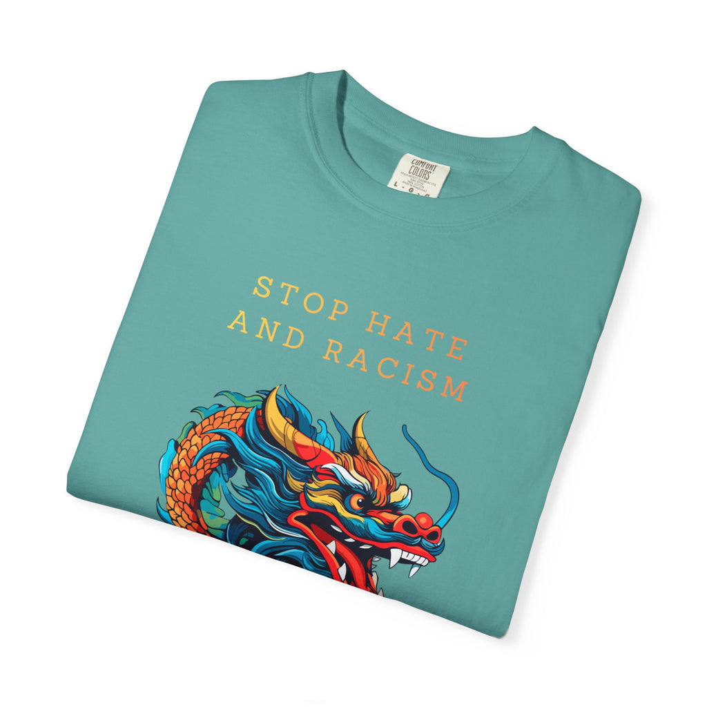 T-Shirt — 'Stop Hate and Racism, No Violence' Dragon Graphic Tee