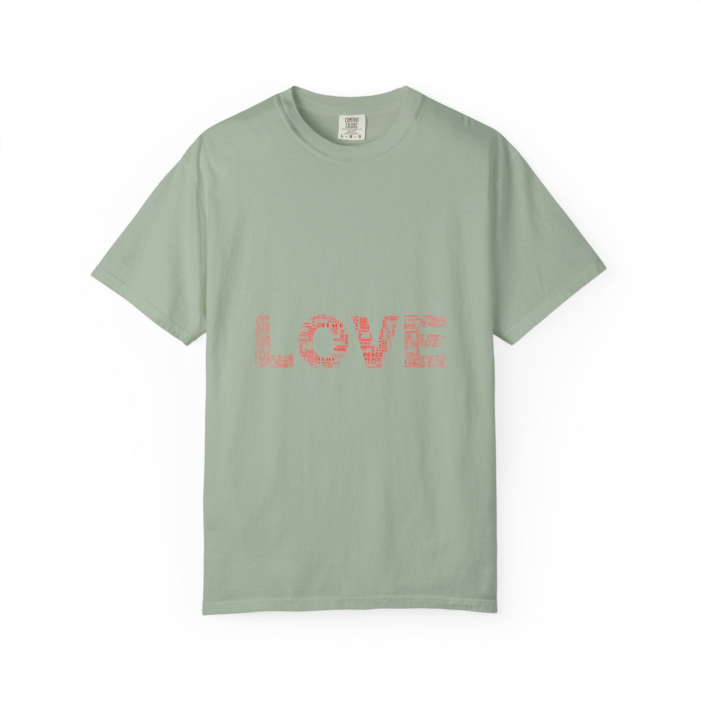 LOVE Graphic T-Shirt — Pink Floral Text Tee for Valentine’s Day & Everyday