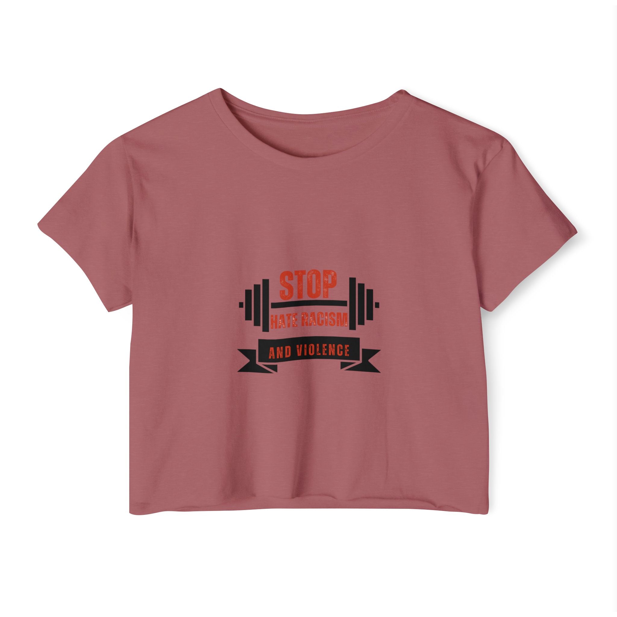 Crop Top — "Stop Hate Racism and Violence" Graphic Festival Tee