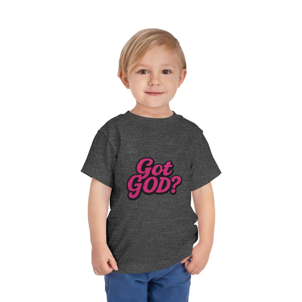 Toddler Tee - "Got GOD?" Pink Retro Christian Graphic Shirt