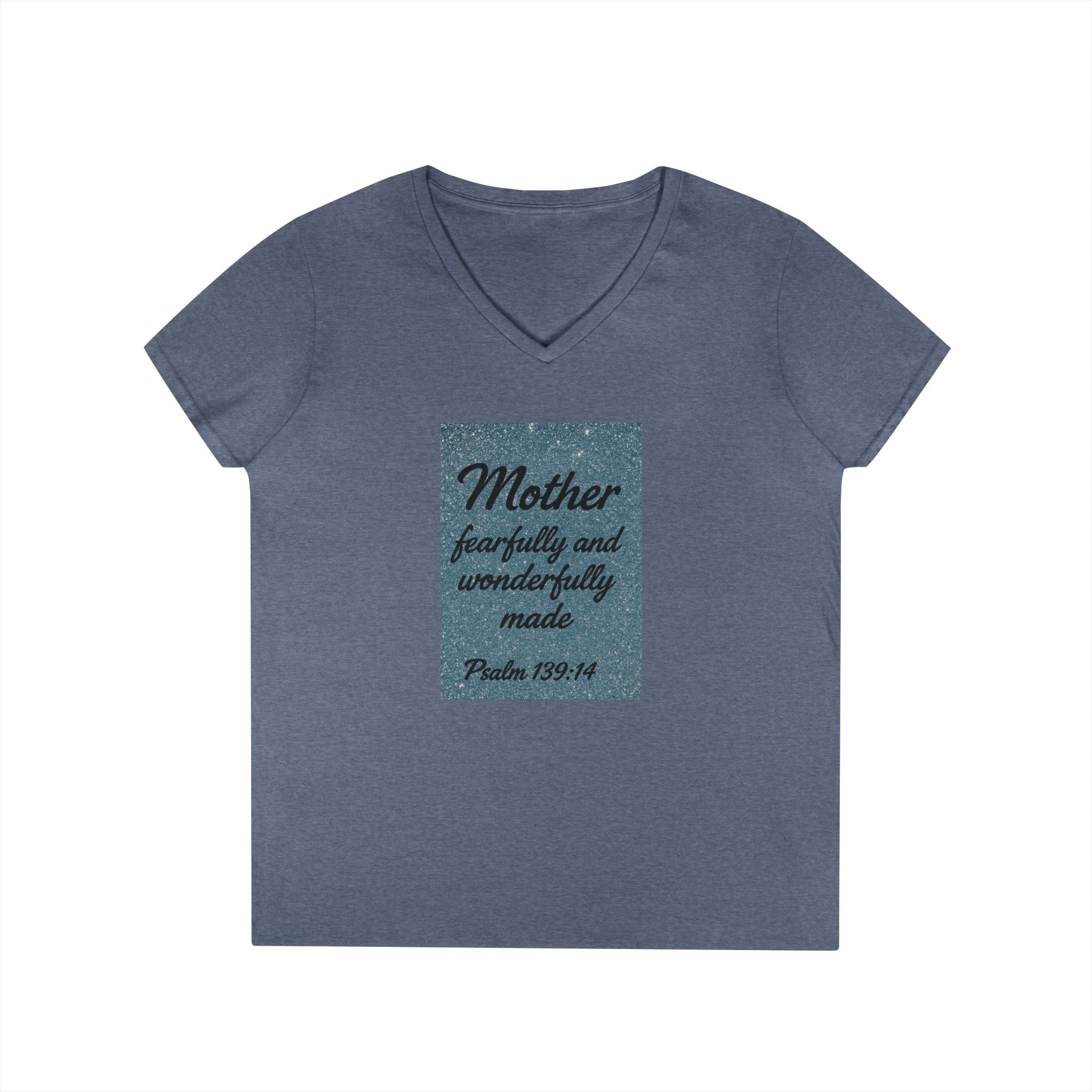 Mother 'Fearfully and Wonderfully Made' V‑Neck Tee — Psalm 139:14 Christian Mom Shirt