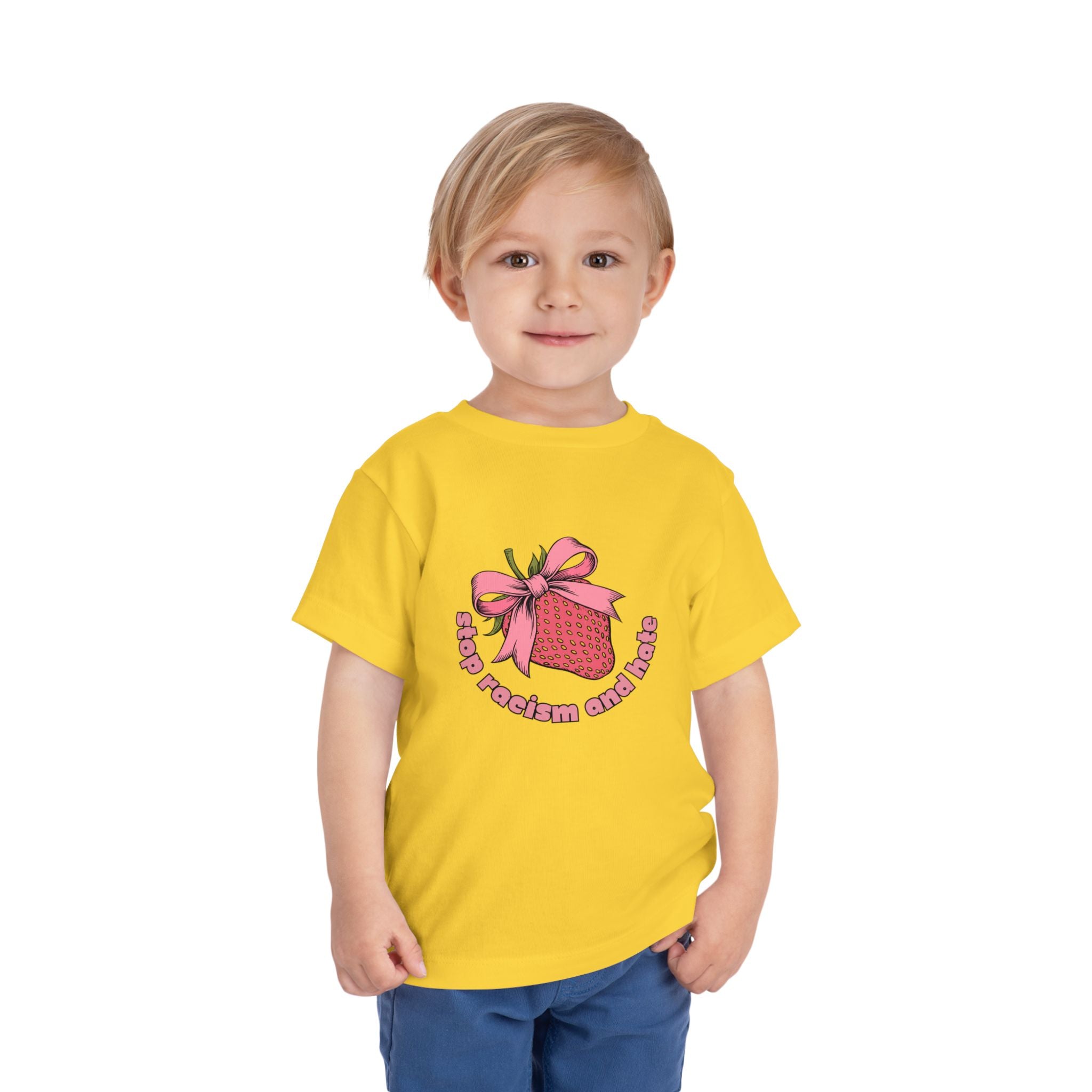 Toddler Tee — Pink Gift Strawberry Graphic "Stop Rockin and Rollin"
