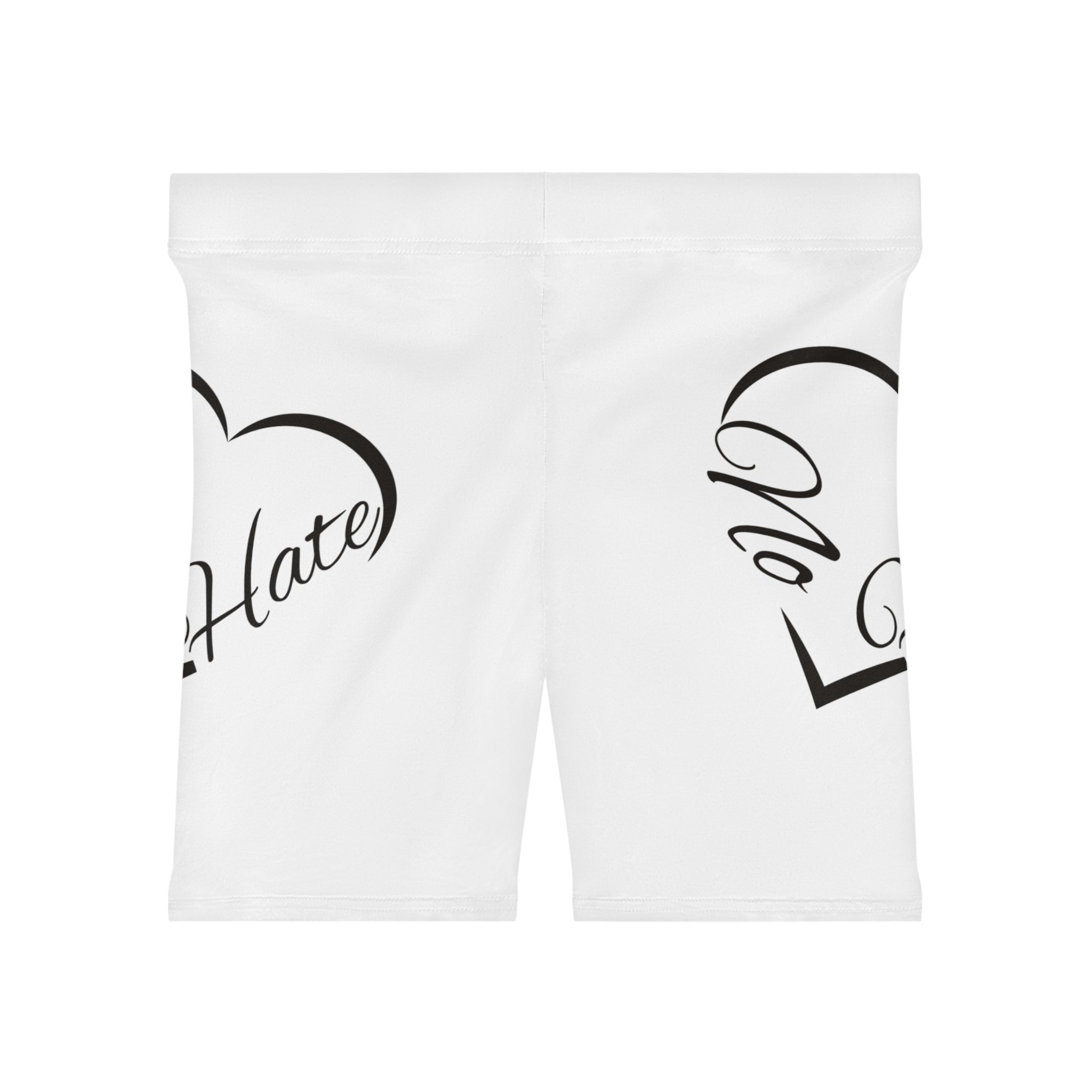 No Hate Heart Biker Shorts — Women's Anti-Hate Activewear