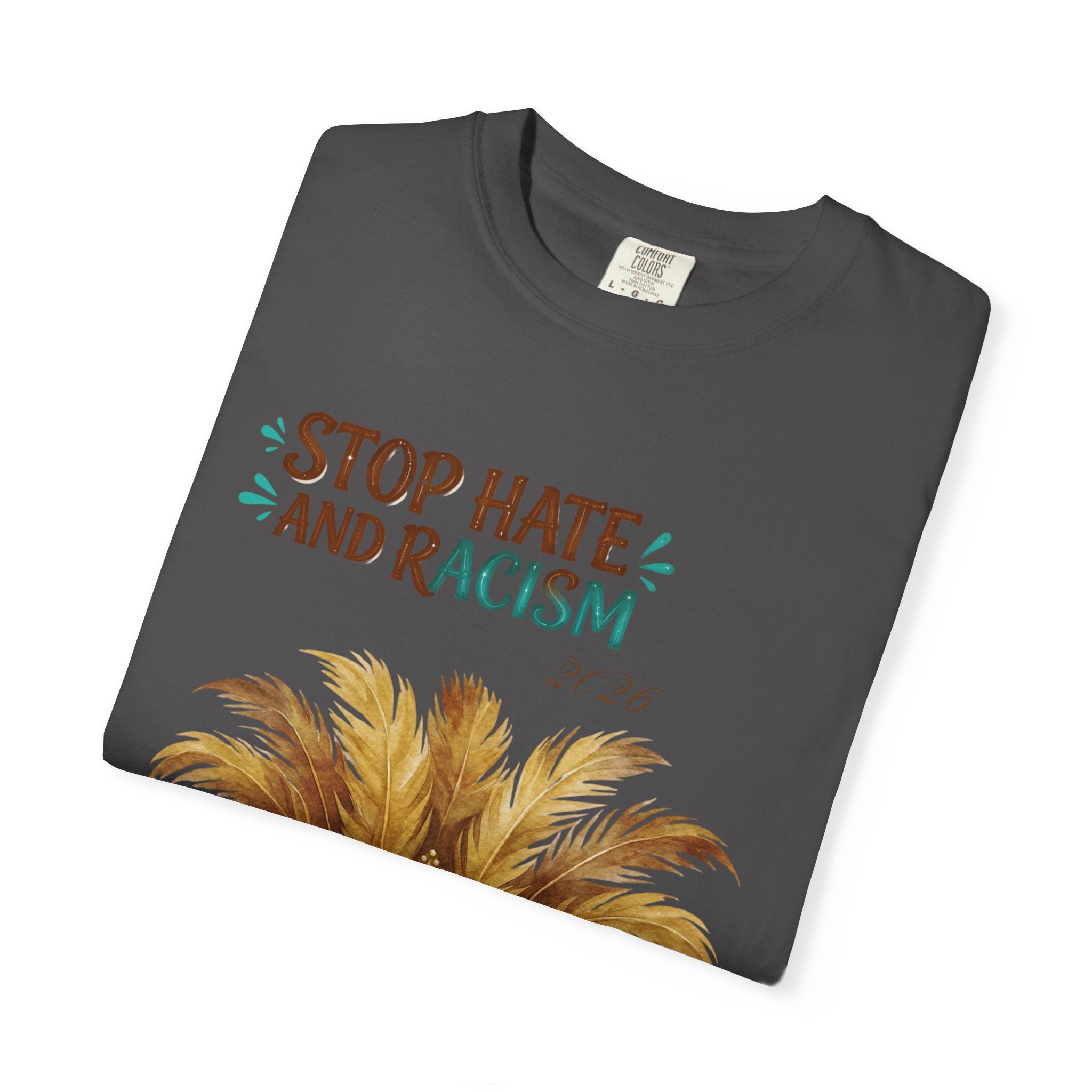 Stop Hate and Racism T-Shirt — Mardi Gras Mask Anti-Racism Tee