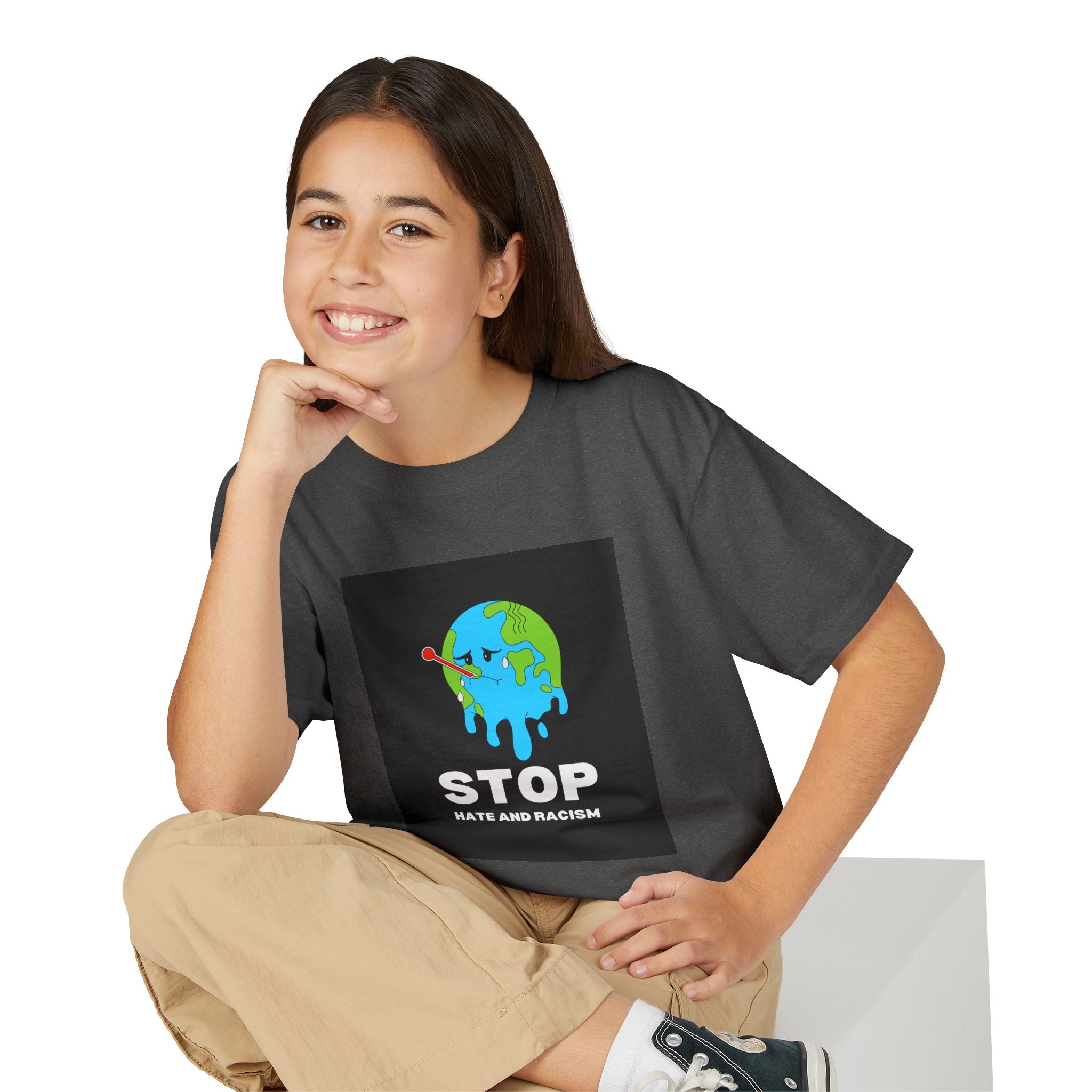 Youth T-Shirt — "STOP Hate and Racism" Earth Graphic Anti-Racism Tee
