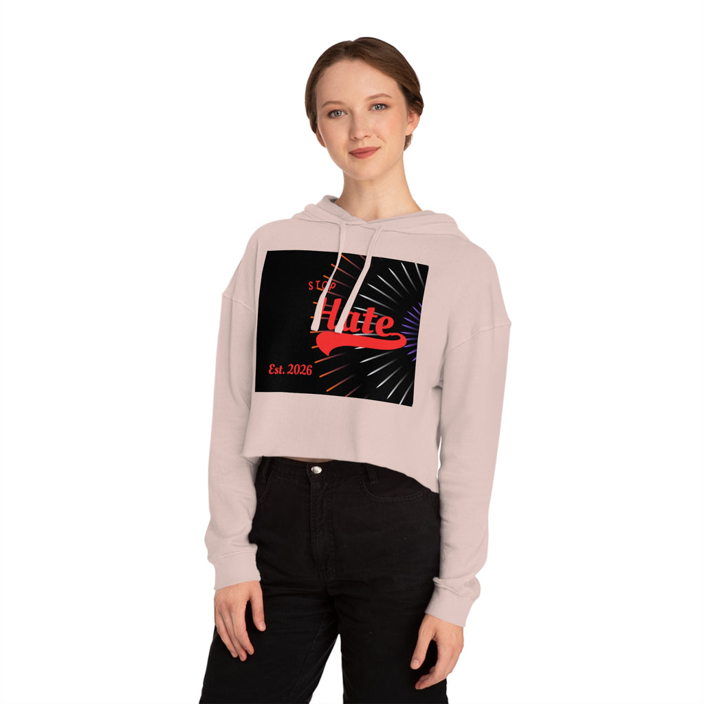 Cropped Hoodie — 'Stop Hate' Graphic Crop Top (Est. 2026)