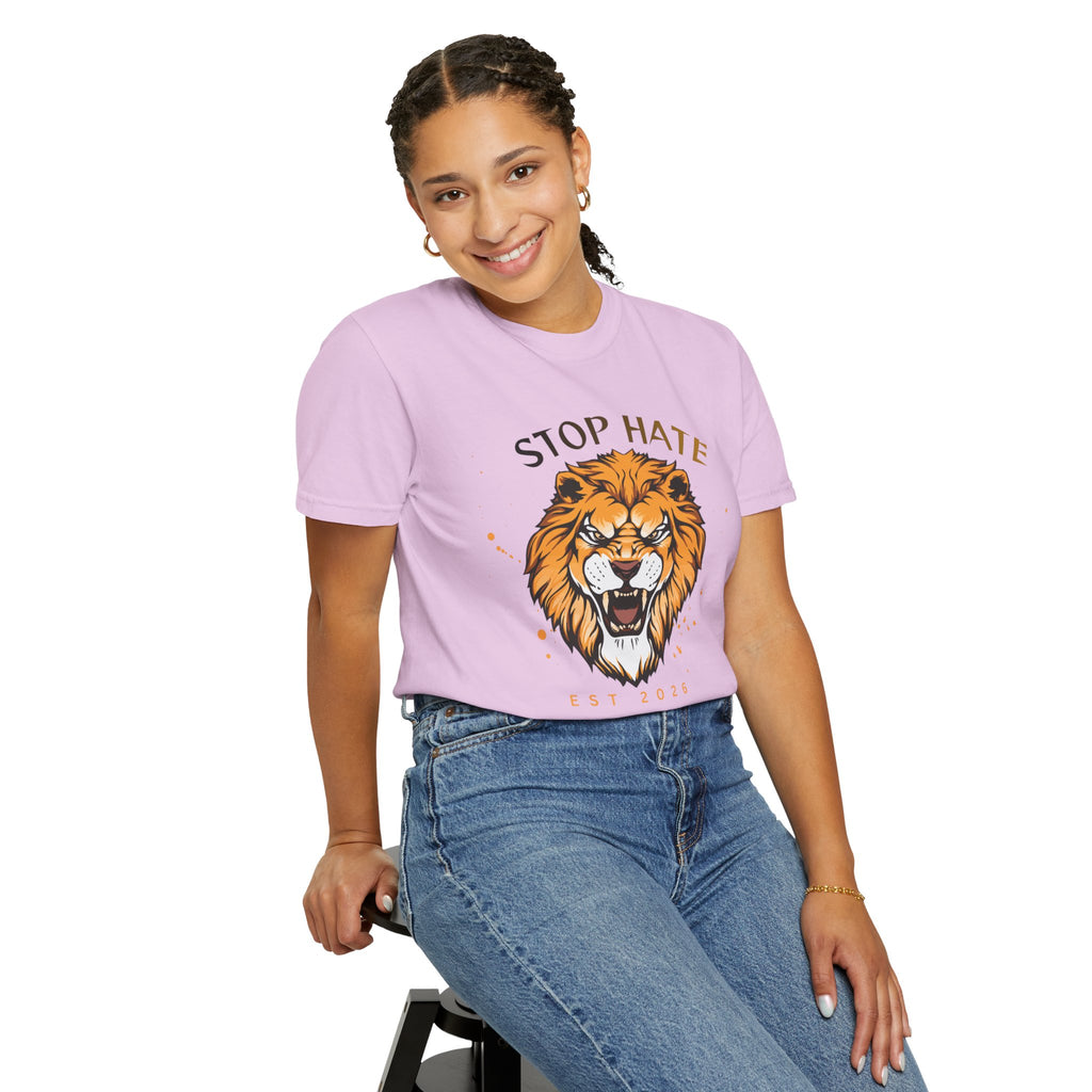 Stop Hate Lion T-Shirt — "Stop Racism and Violence" Statement Tee