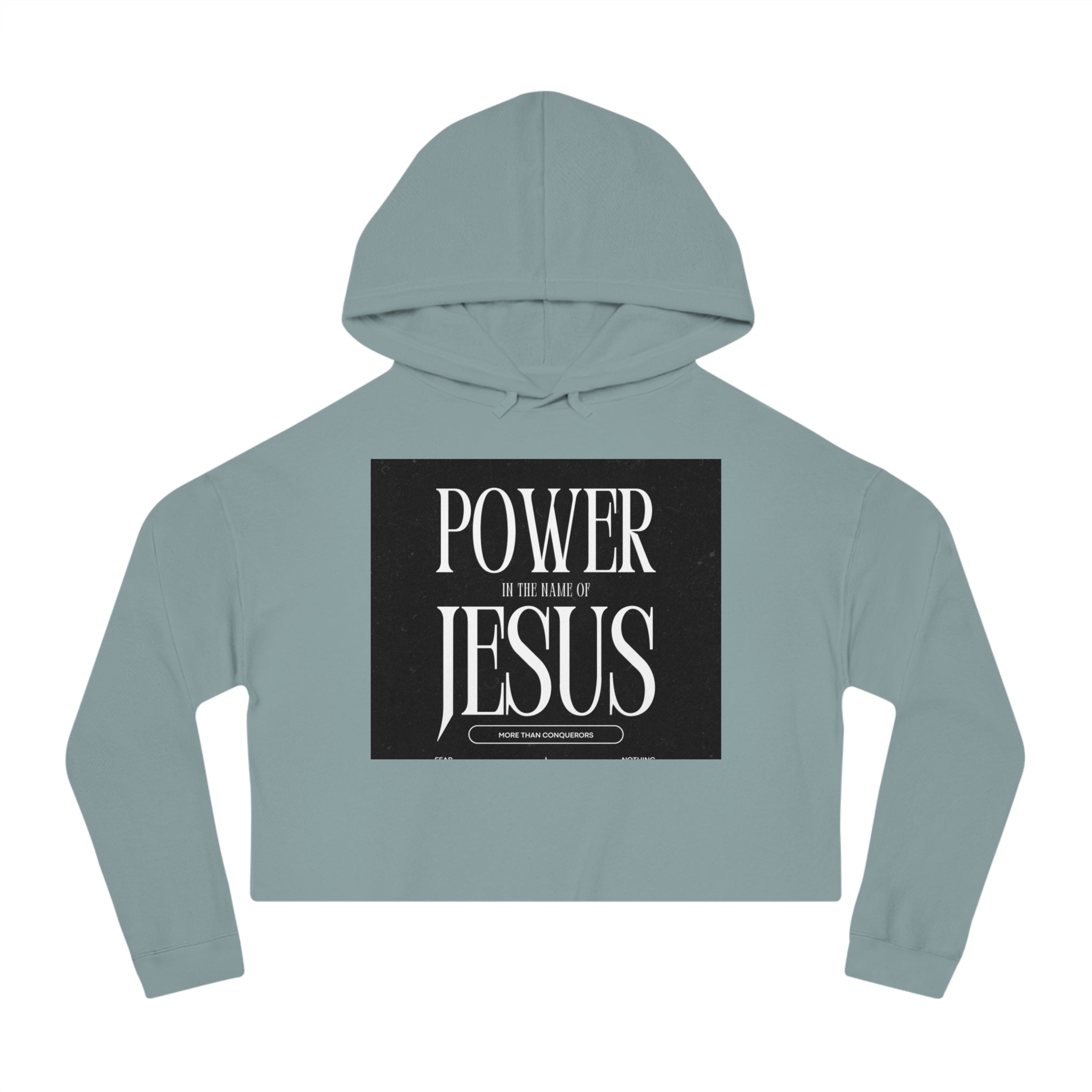 Cropped Hoodie — 'Power In The Name Of Jesus' Christian Faith Sweatshirt