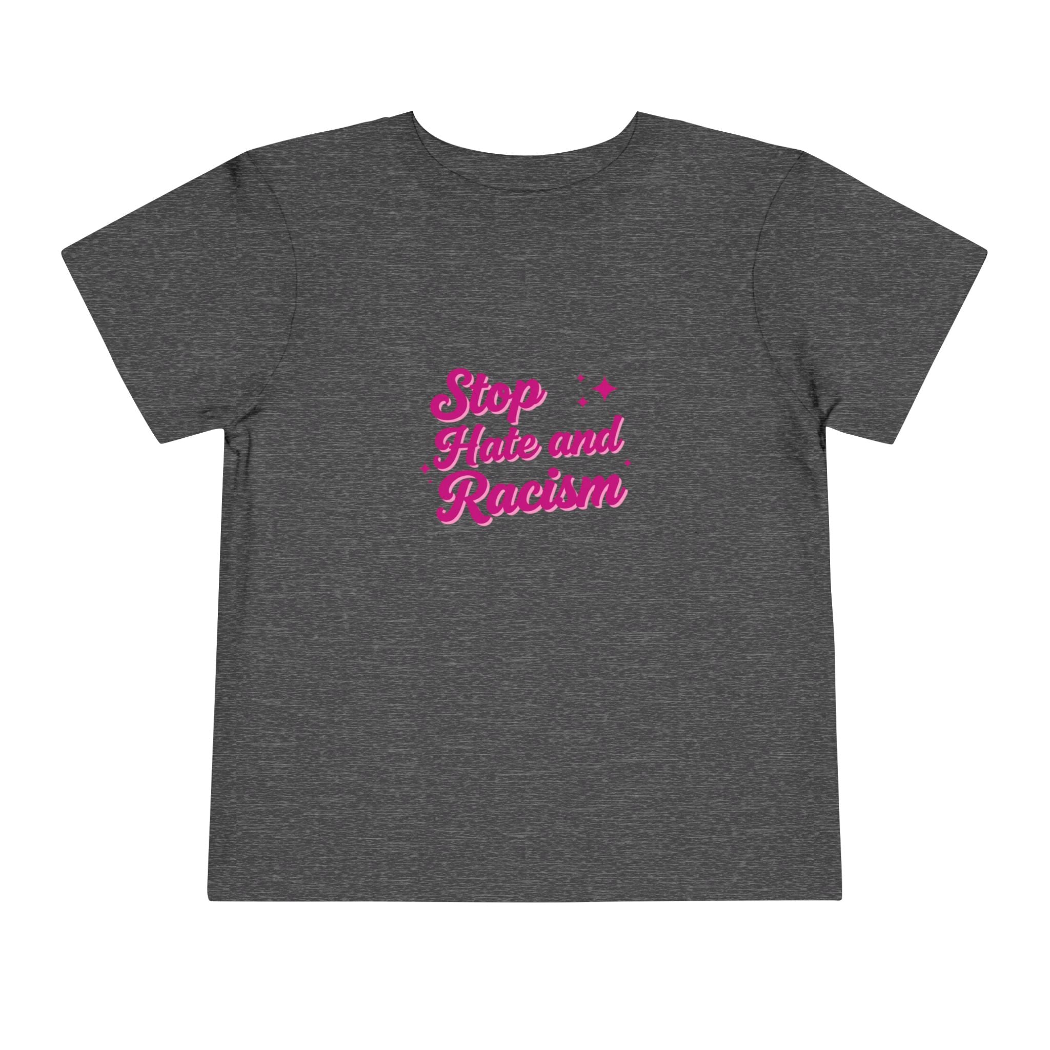 Toddler Tee "Stop Hate and Racism" — Pink Social Justice Kids Shirt