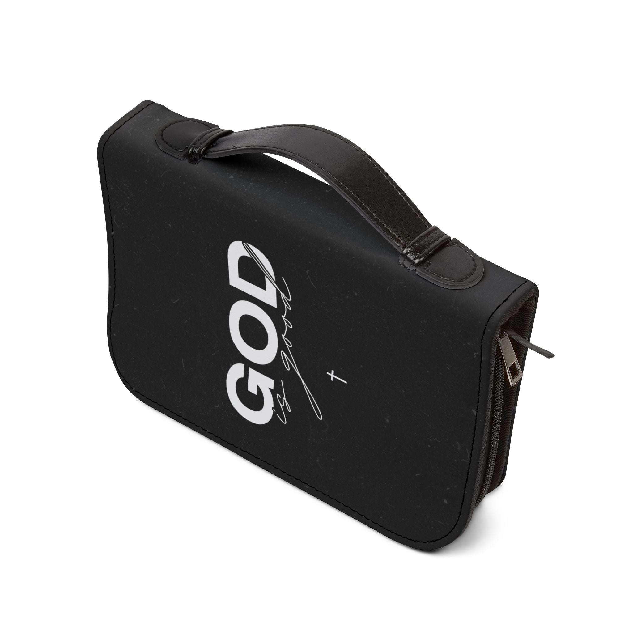 God Is Good Bible Cover — Zippered Leatherette Scripture Case