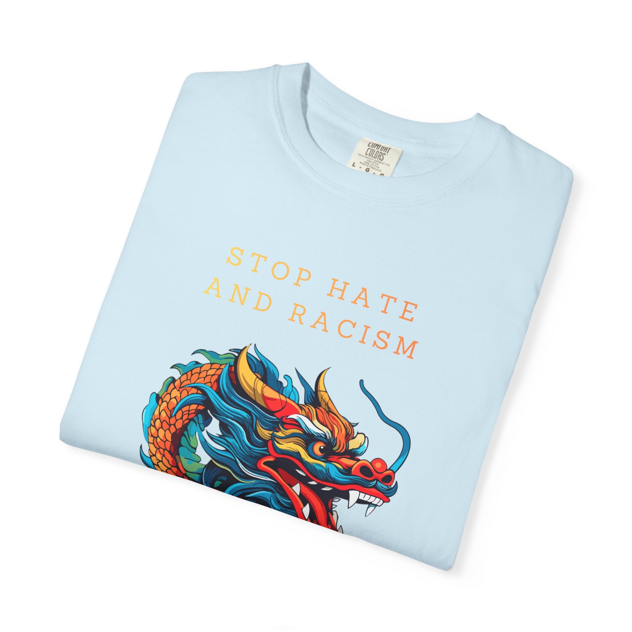 T-Shirt — 'Stop Hate and Racism, No Violence' Dragon Graphic Tee