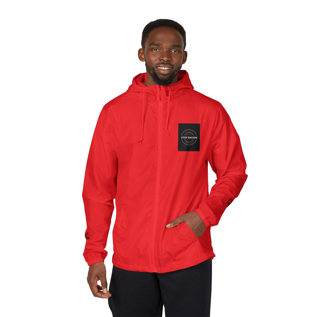 Windbreaker Jacket — Minimal White Camo Hooded Windbreaker with Small Chest Patch & Sleeve Logos