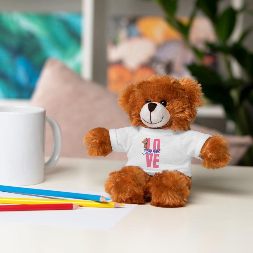 Love Teddy Bear with 'Love' Tee – Cute Plush Gift for Valentine’s Day