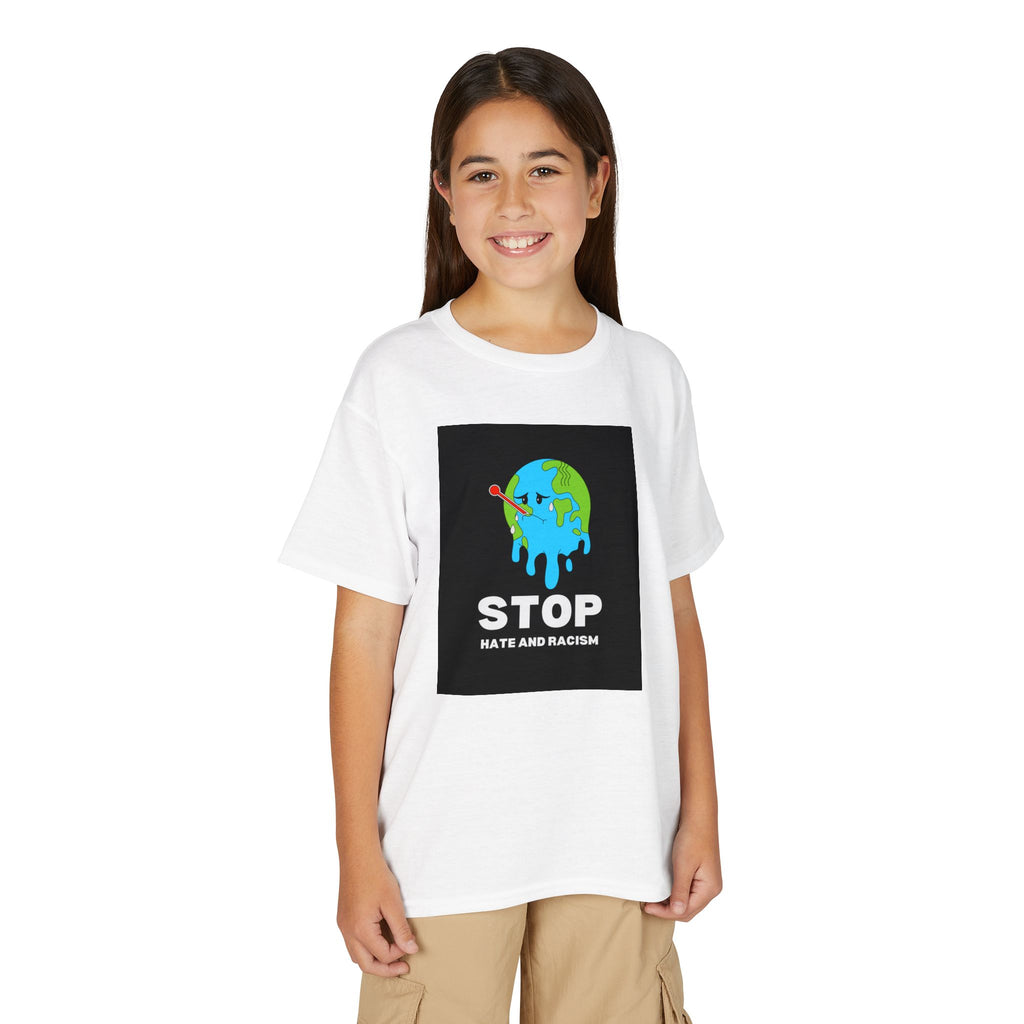 Youth T-Shirt — "STOP Hate and Racism" Earth Graphic Anti-Racism Tee