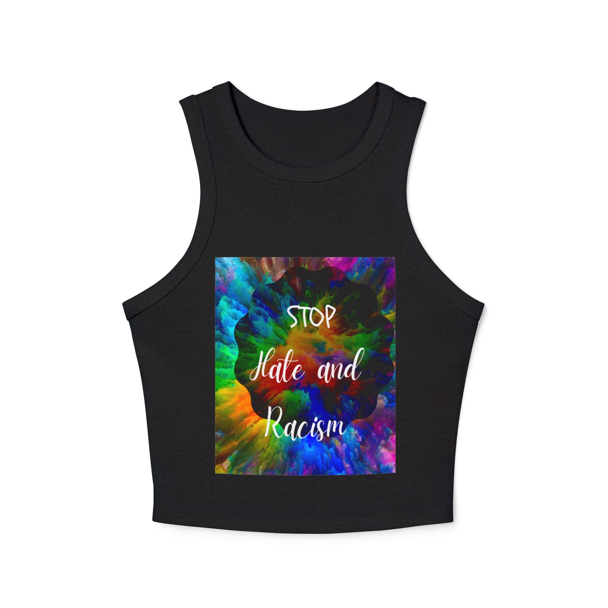 Stop Hate and Racism Tank Top — Women's Tie-Dye Social Justice Crop