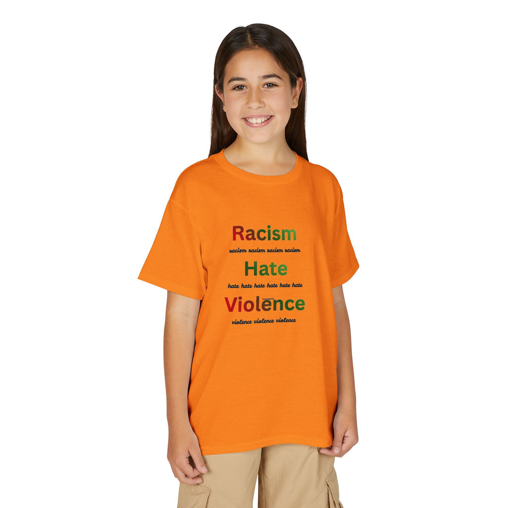 Youth Message T‑Shirt — 'Racism Hate Violence'