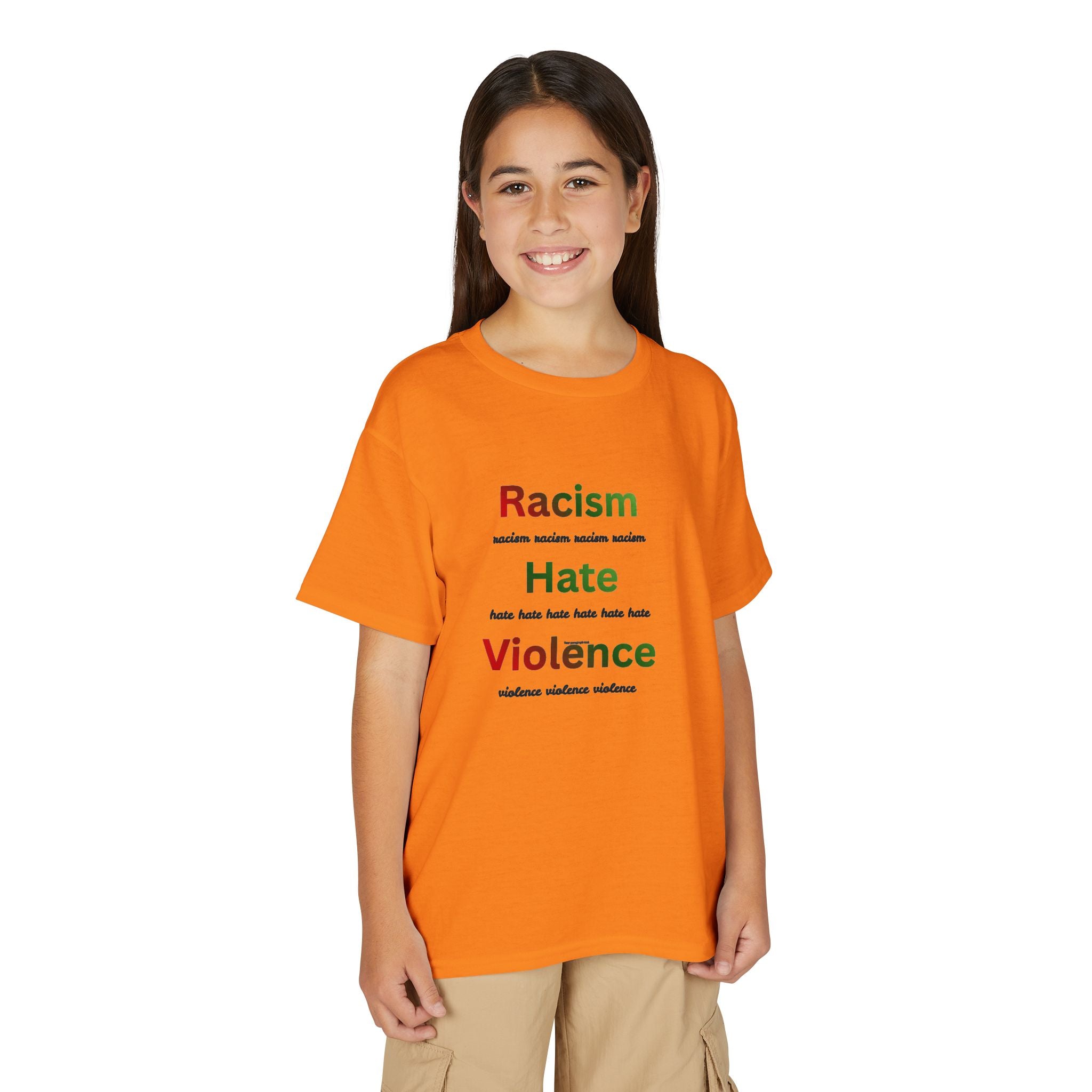 Youth Message T‑Shirt — 'Racism Hate Violence'