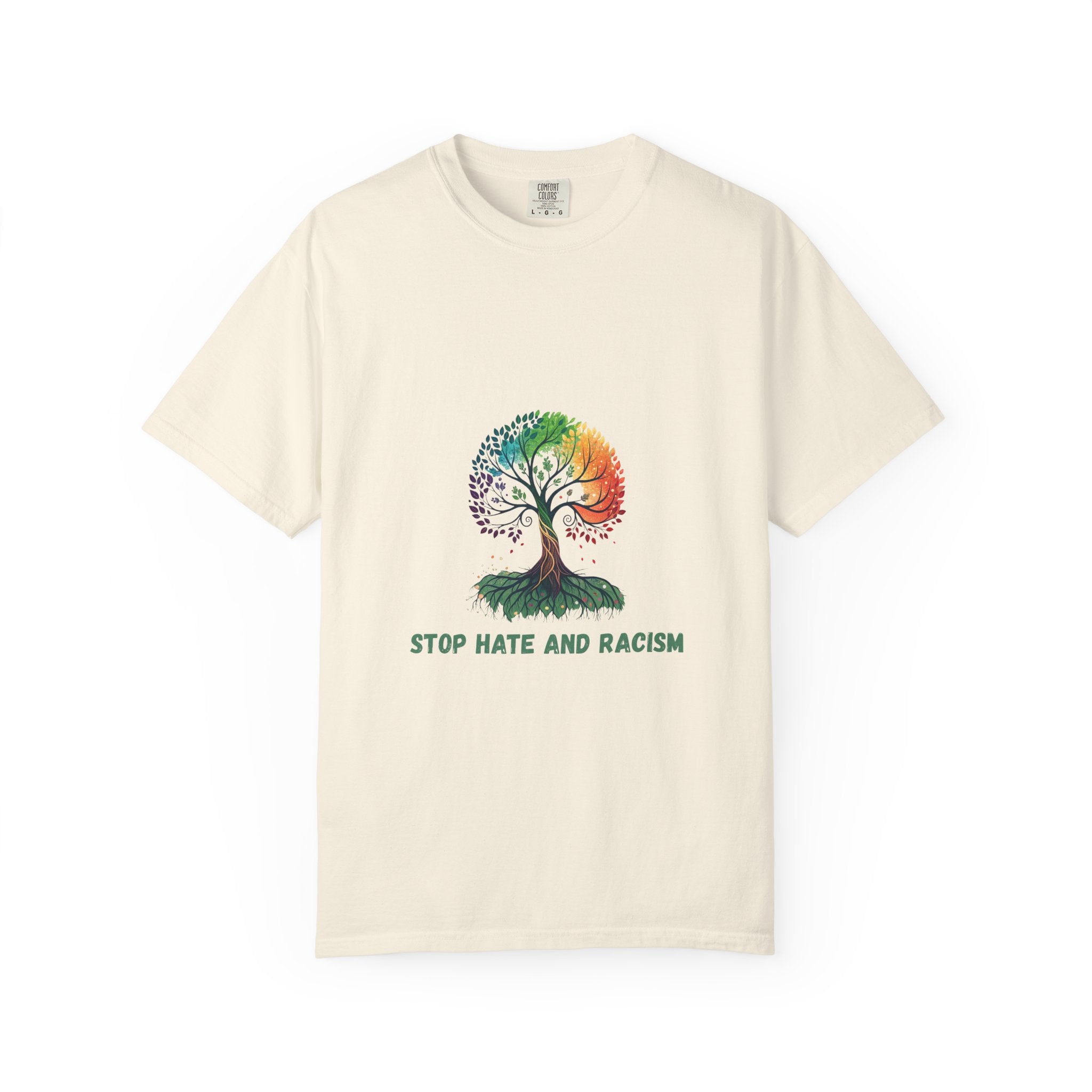 Stop Hate and Racism Tree T-Shirt — Rainbow Unity Tee