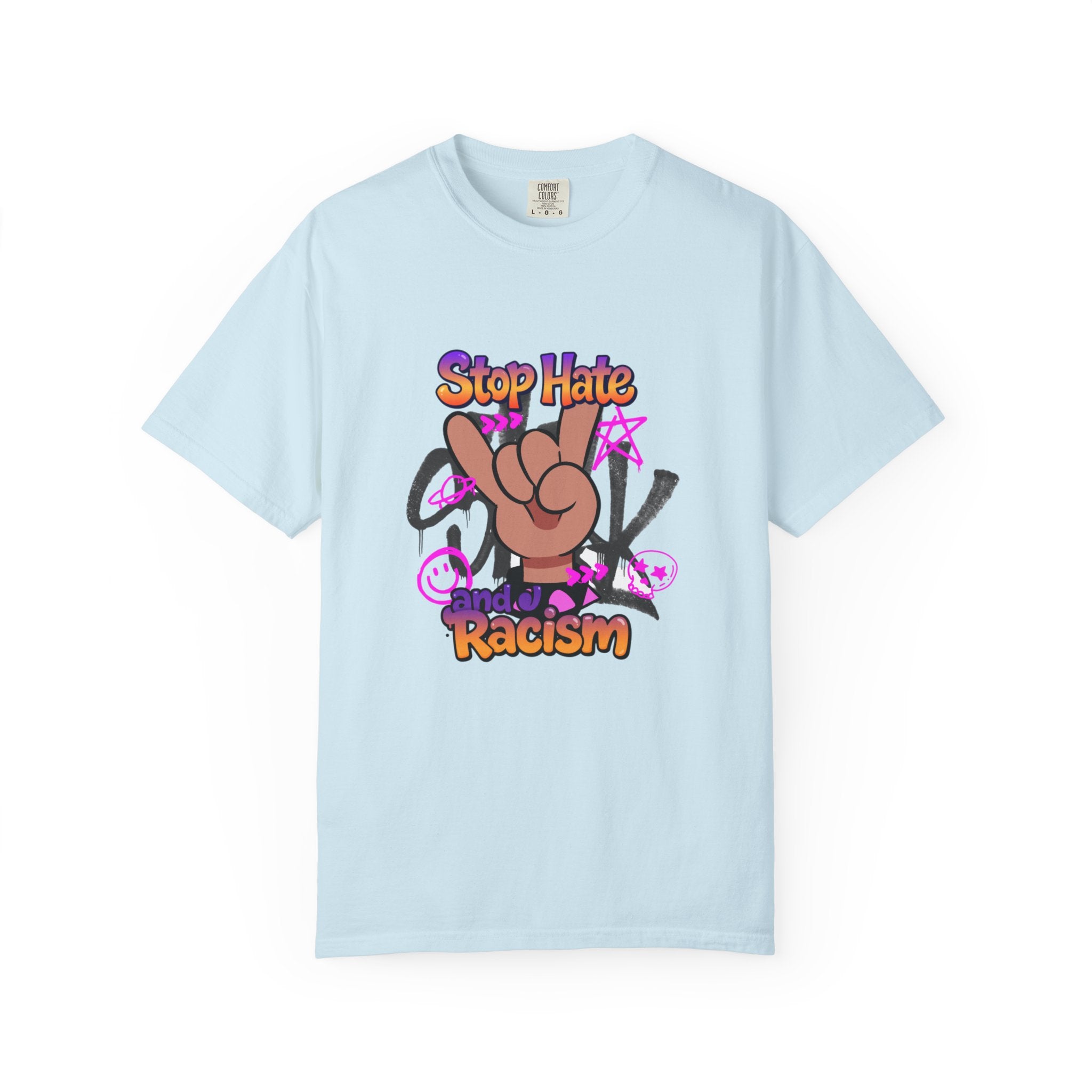 Stop Hate and Racism Graphic T-Shirt – Anti-Racism Solidarity Tee