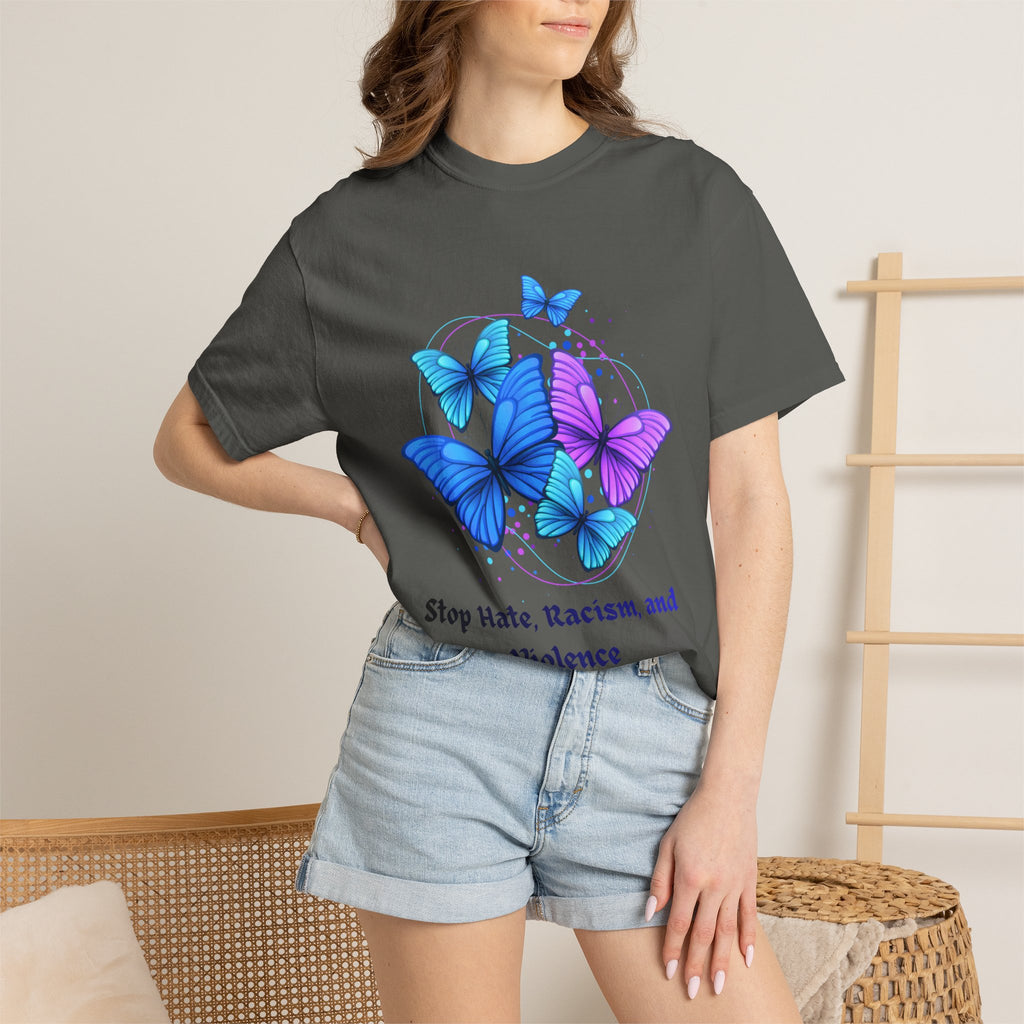 Butterfly Peace T-Shirt — "Stop Hate, Racism, and Violence" Anti-Violence Tee