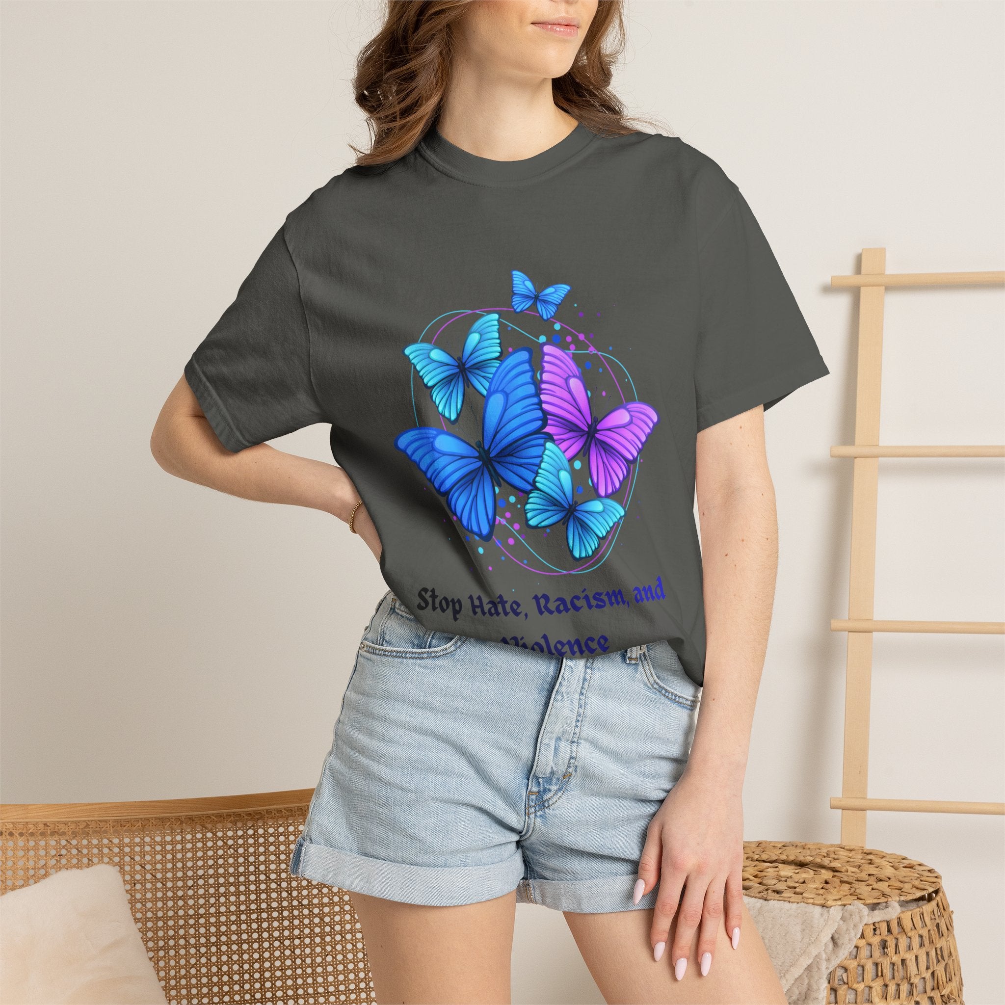 Butterfly Peace T-Shirt — "Stop Hate, Racism, and Violence" Anti-Violence Tee