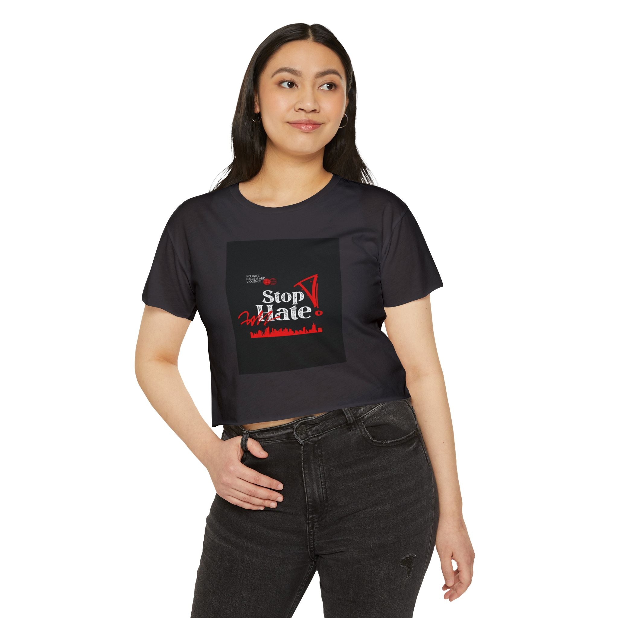 Stop Hate Crop Top — Women's Festival Statement Tee