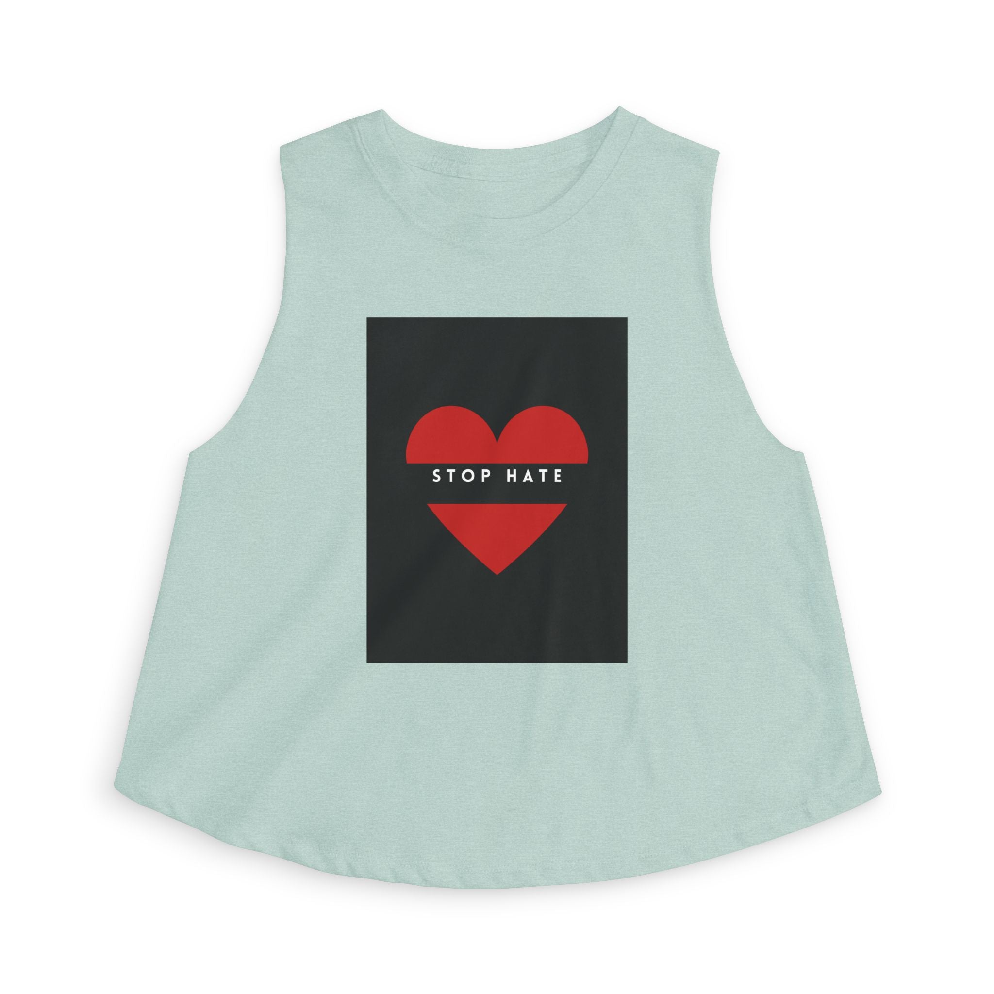 Stop Hate Red Heart Women's Crop Top – Activist Message Tank for Pride & Awareness