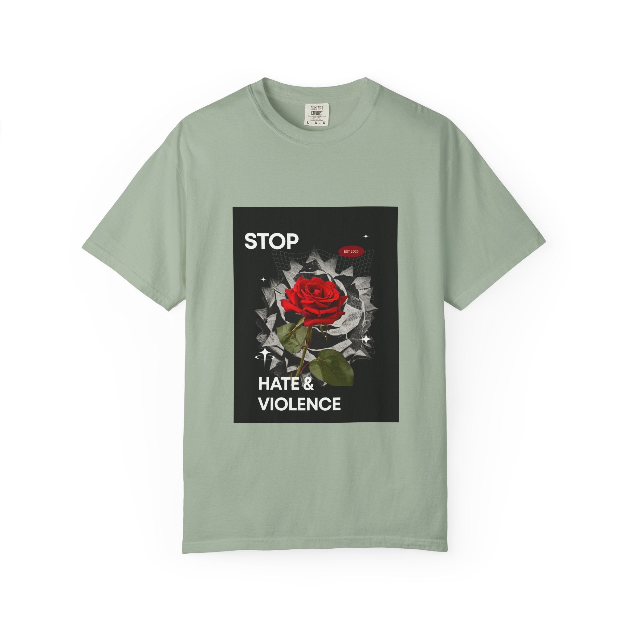 Stop Hate & Violence T-Shirt — Rose Protest Graphic Tee