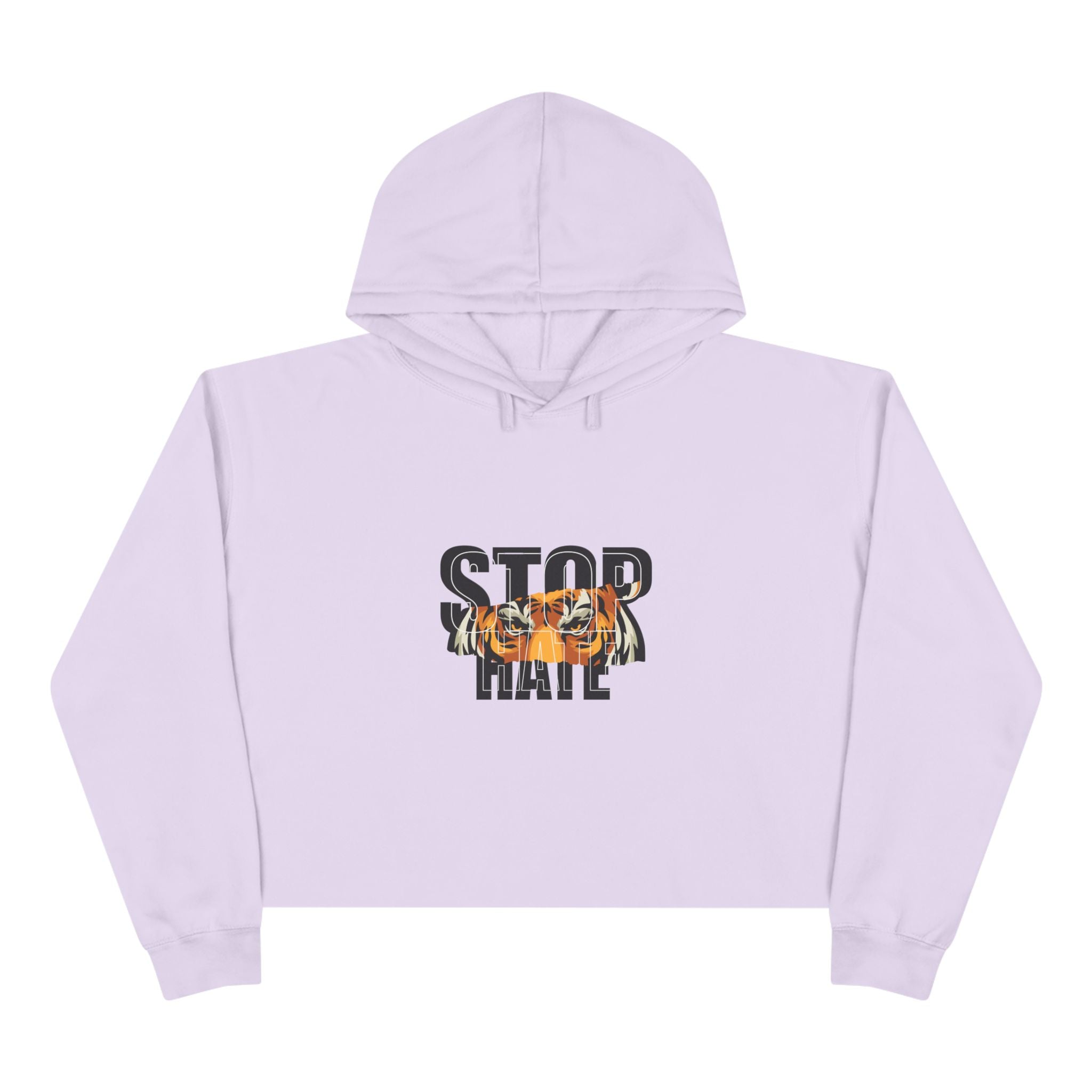 Stop Hate Crop Hoodie – Tiger Graphic Anti-Hate Streetwear