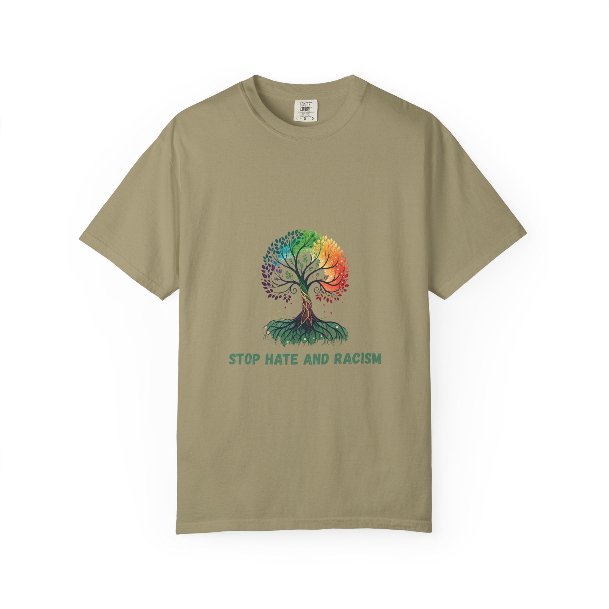 Stop Hate and Racism Tree T-Shirt — Rainbow Unity Tee