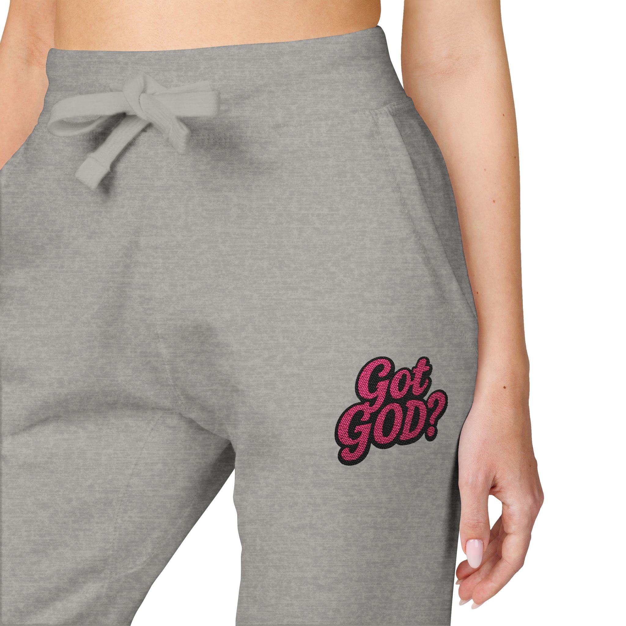 Embroidered 'Get Yours' Fleece Sweatpants — Cozy White Joggers