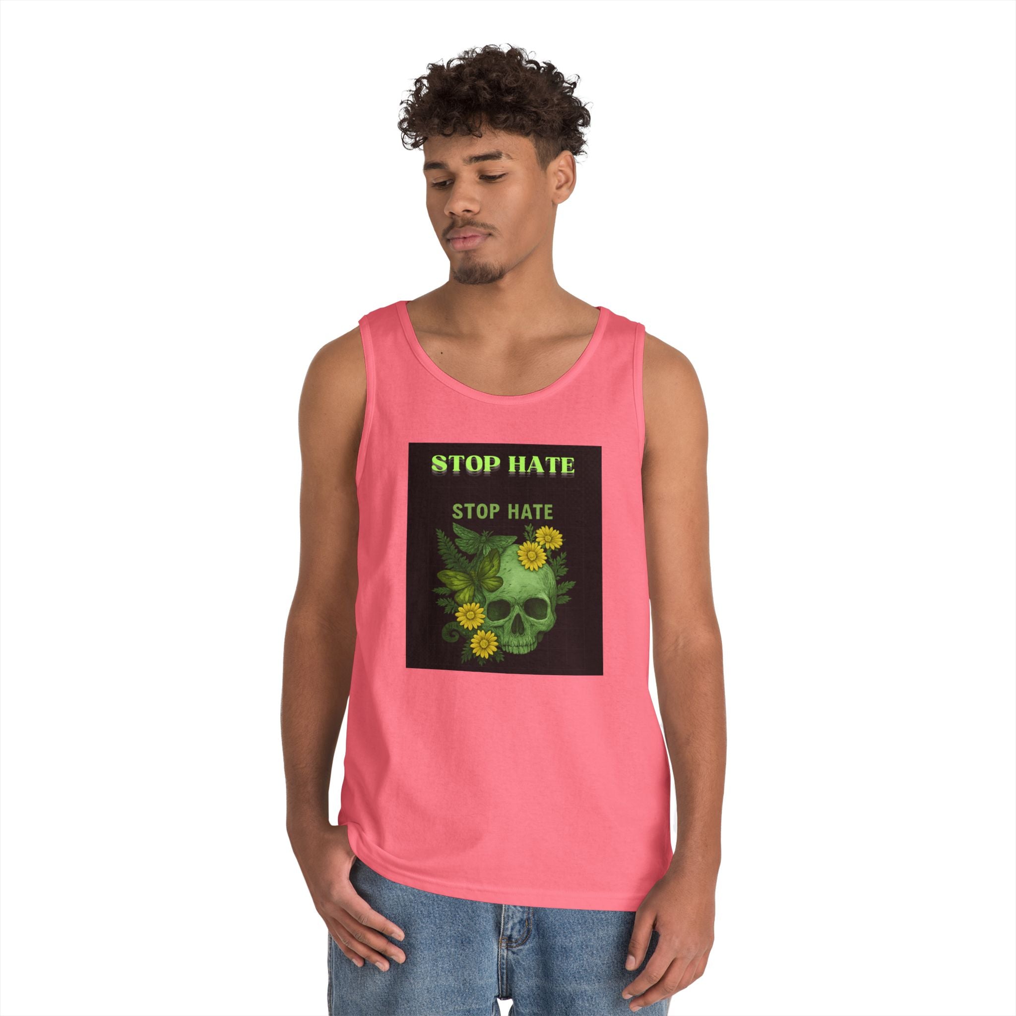 Stop Hate Floral Skull Tank Top — Anti-Hate Graphic Tank