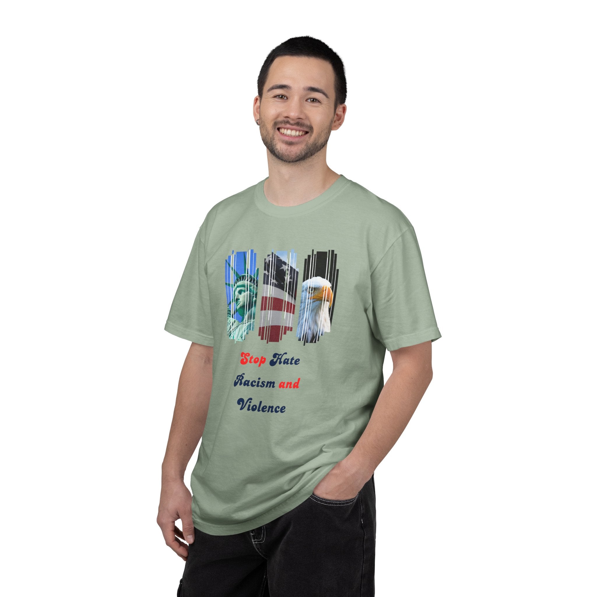 Patriotic 'Stop Hate Racism and Violence' T-Shirt