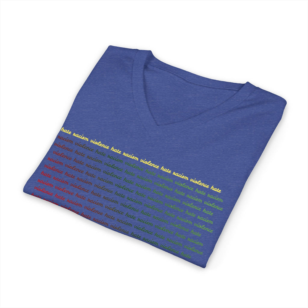 STOP Graphic V-Neck Tee — Bold Typographic Statement Shirt