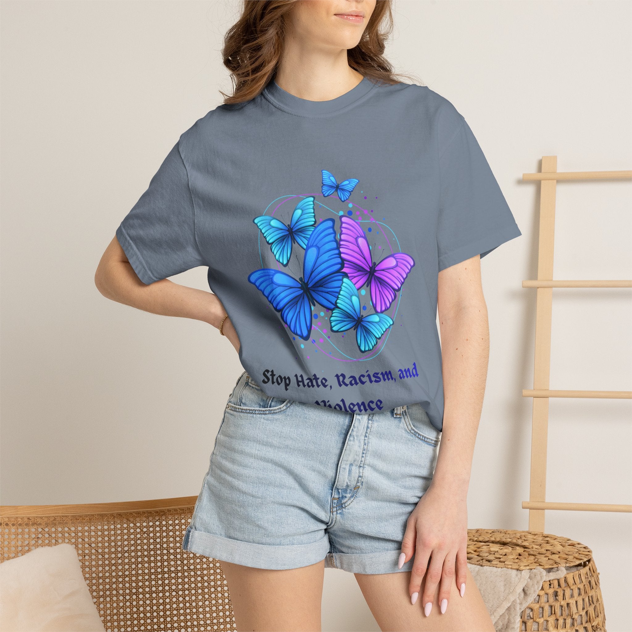 Butterfly Peace T-Shirt — "Stop Hate, Racism, and Violence" Anti-Violence Tee