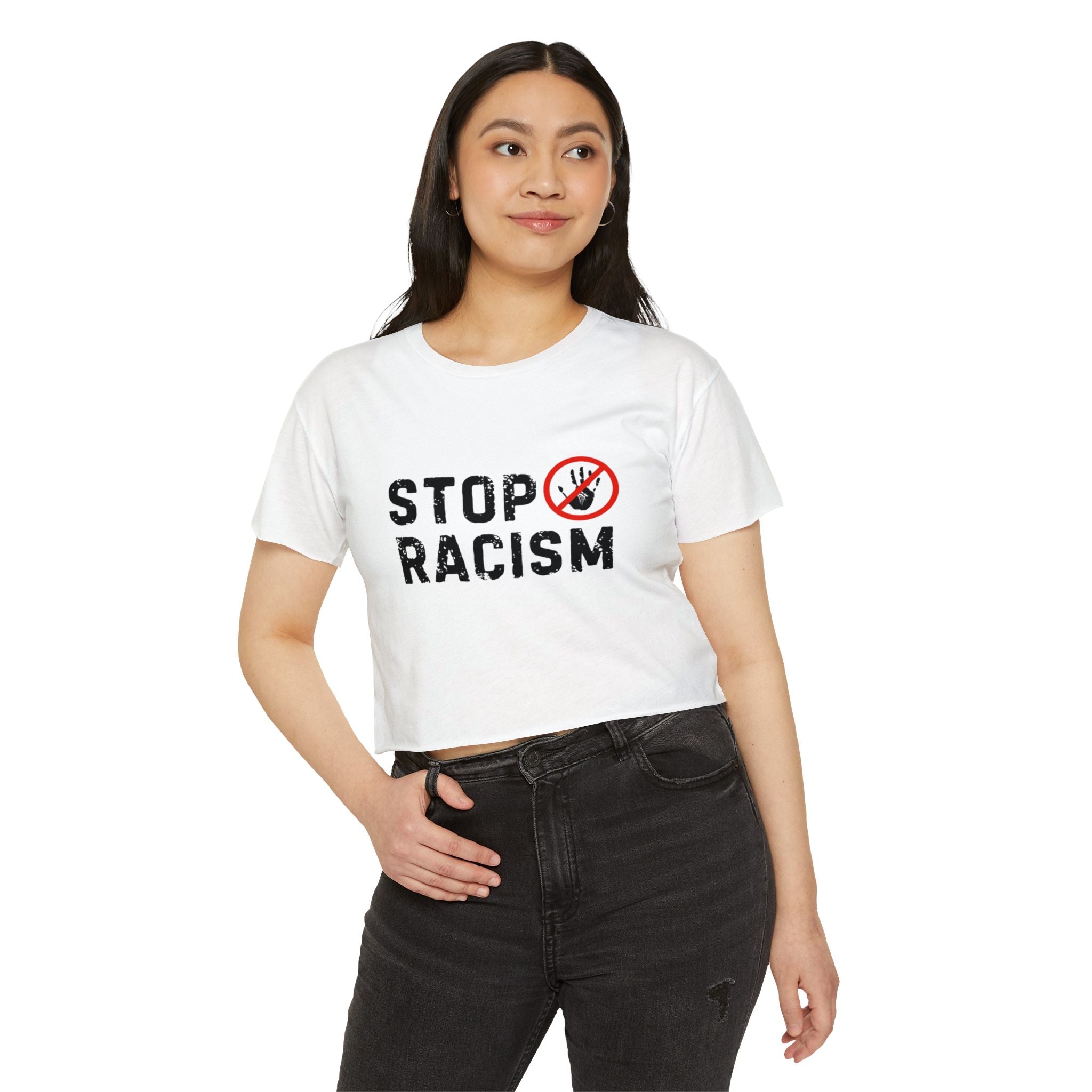 Stop Racism Crop Top — Women's Activist Festival Tee