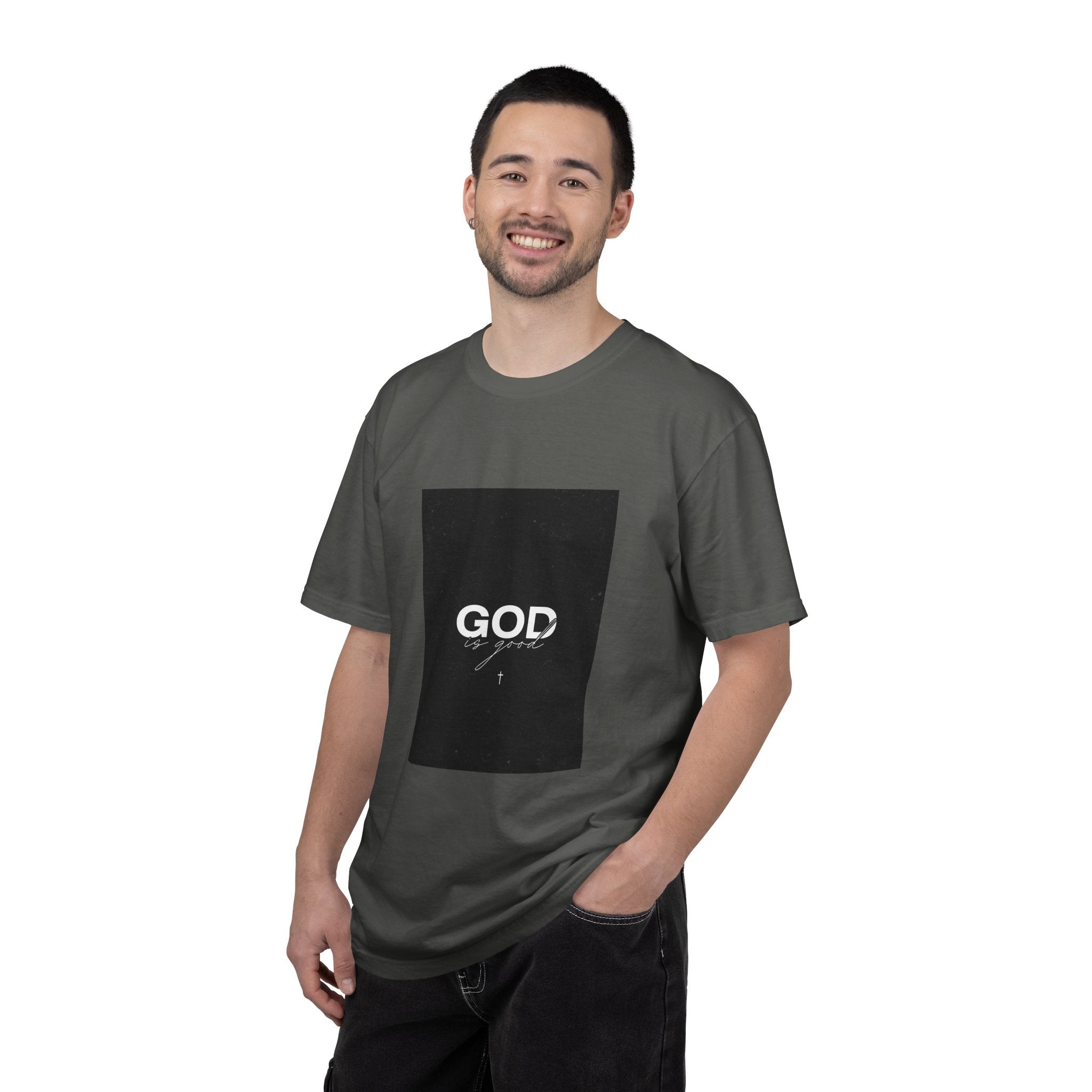 God Typography T-Shirt — Minimal Black Square Graphic Tee