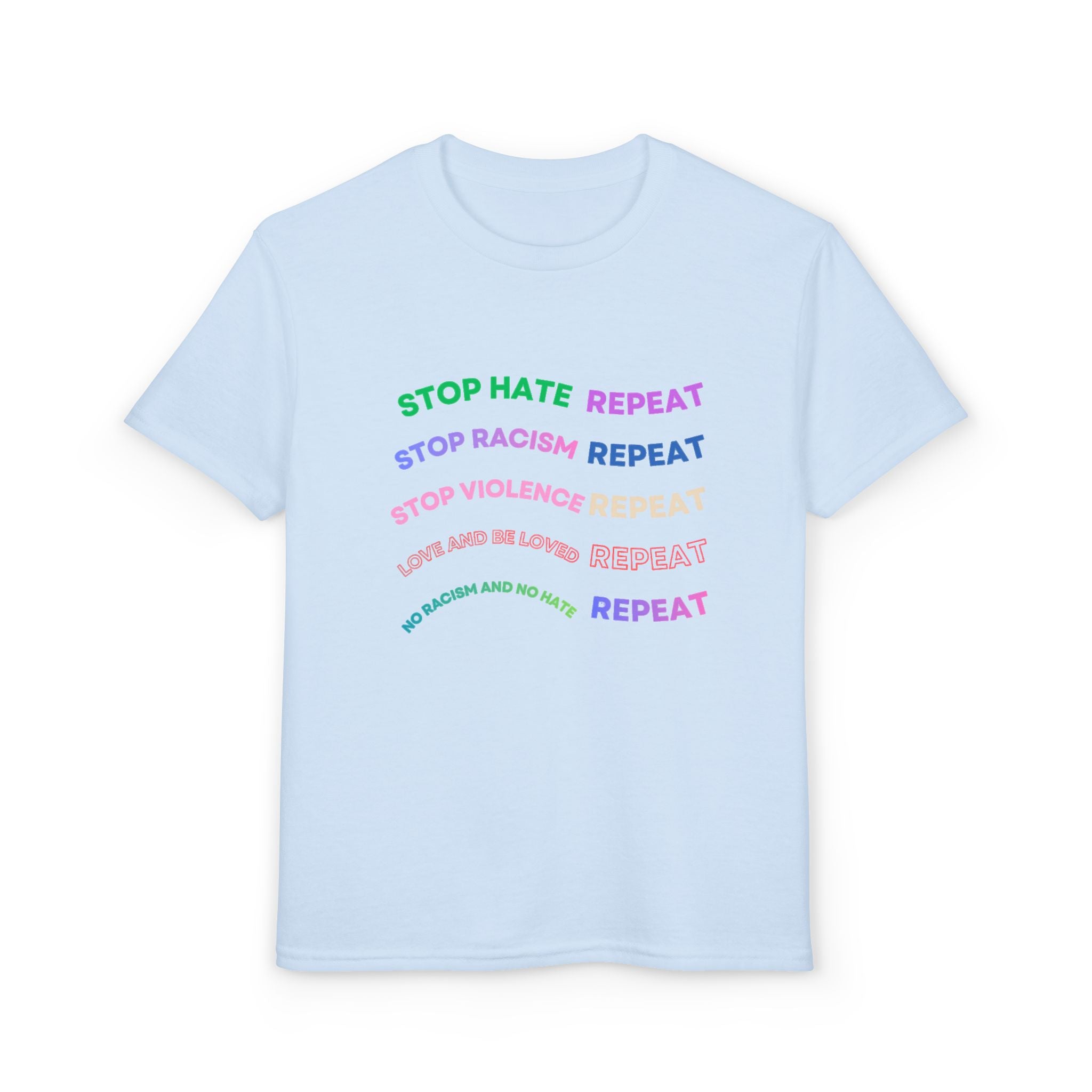 Youth T‑Shirt — "Stop Hate Repeat" Rainbow Anti-Bullying Tee