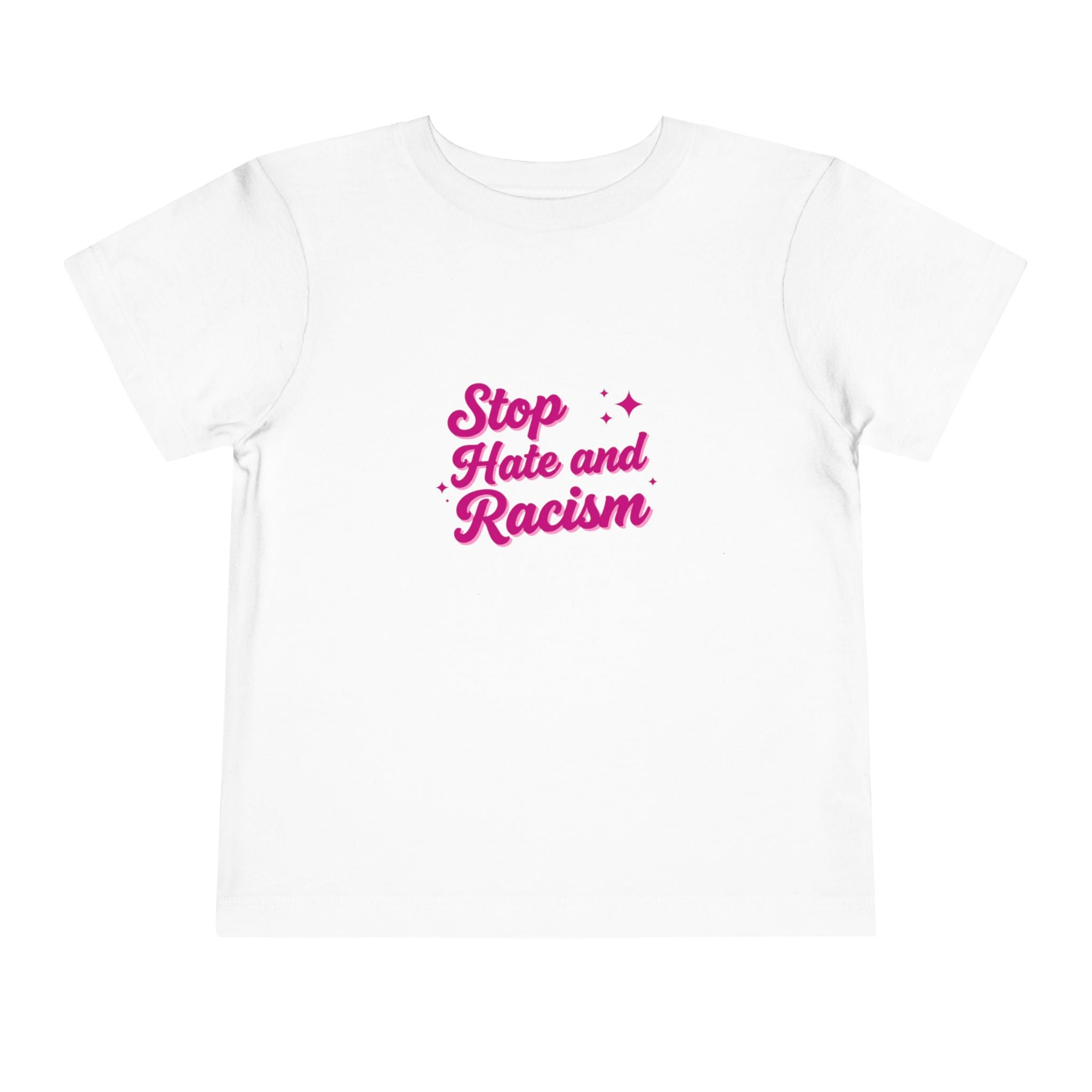 Toddler Tee "Stop Hate and Racism" — Pink Social Justice Kids Shirt