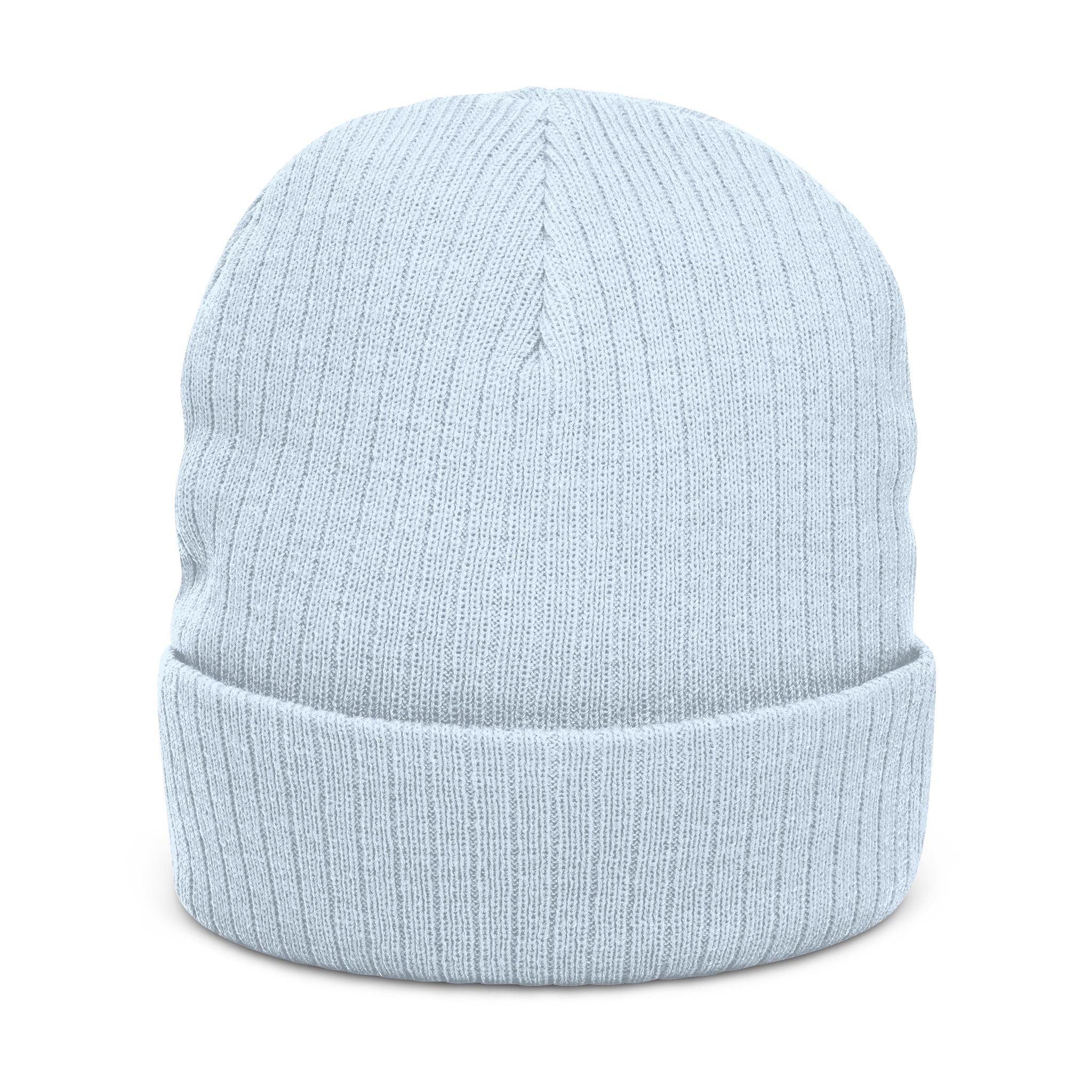 Embroidered 'Mind Blown' Flame Beanie — Ribbed Knit Winter Hat