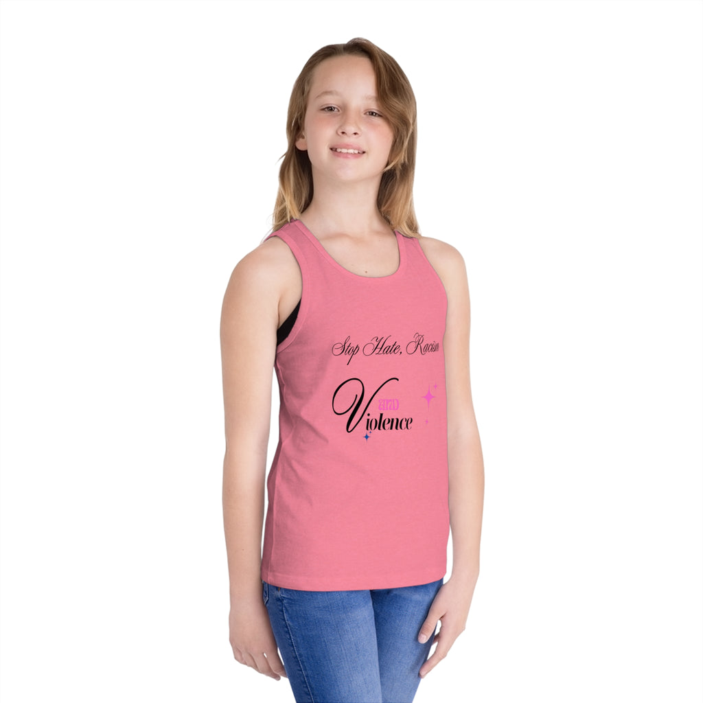 Kids Tank Top “Stop Hate, Racism — Kind Violence” Anti-Racism Graphic