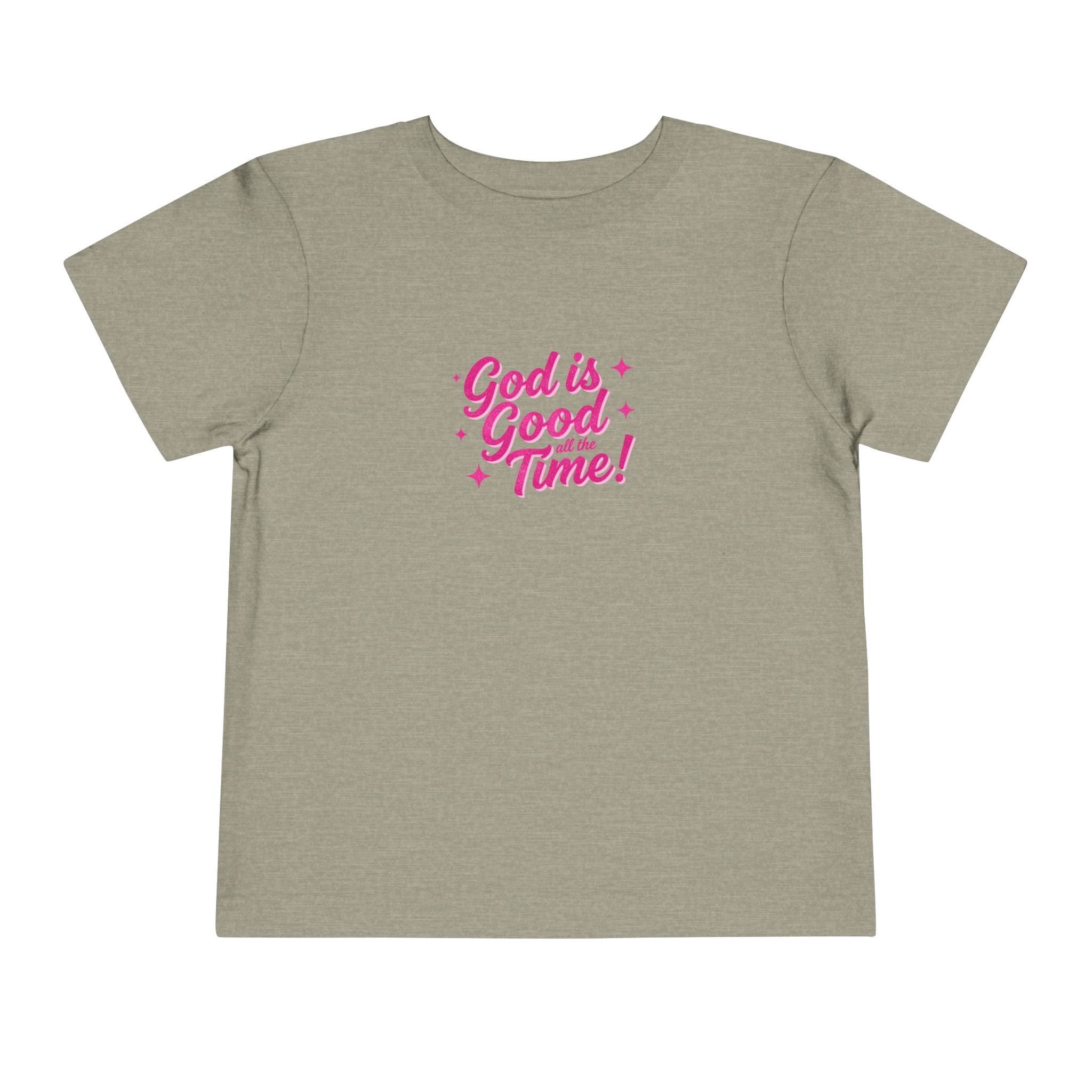 Toddler Tee – "God is Good Time" Pink Script Christian Kids Shirt