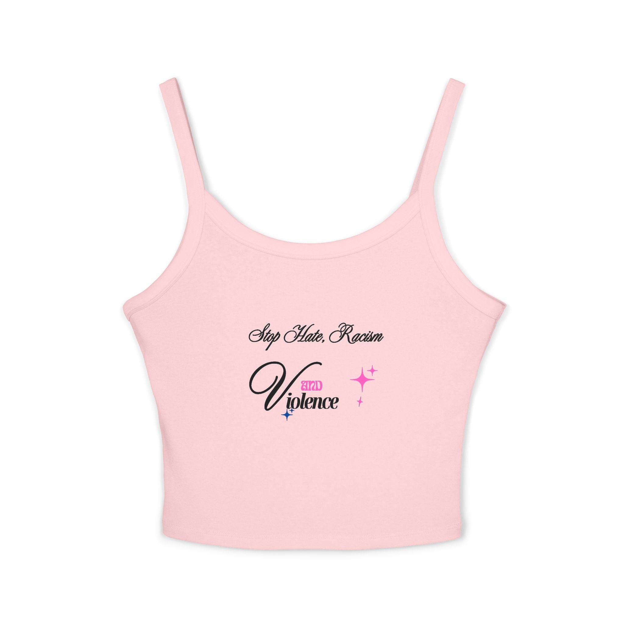 Women's Spaghetti Tank Top — "My Mom Knows Vibe" Pink Accent Crop