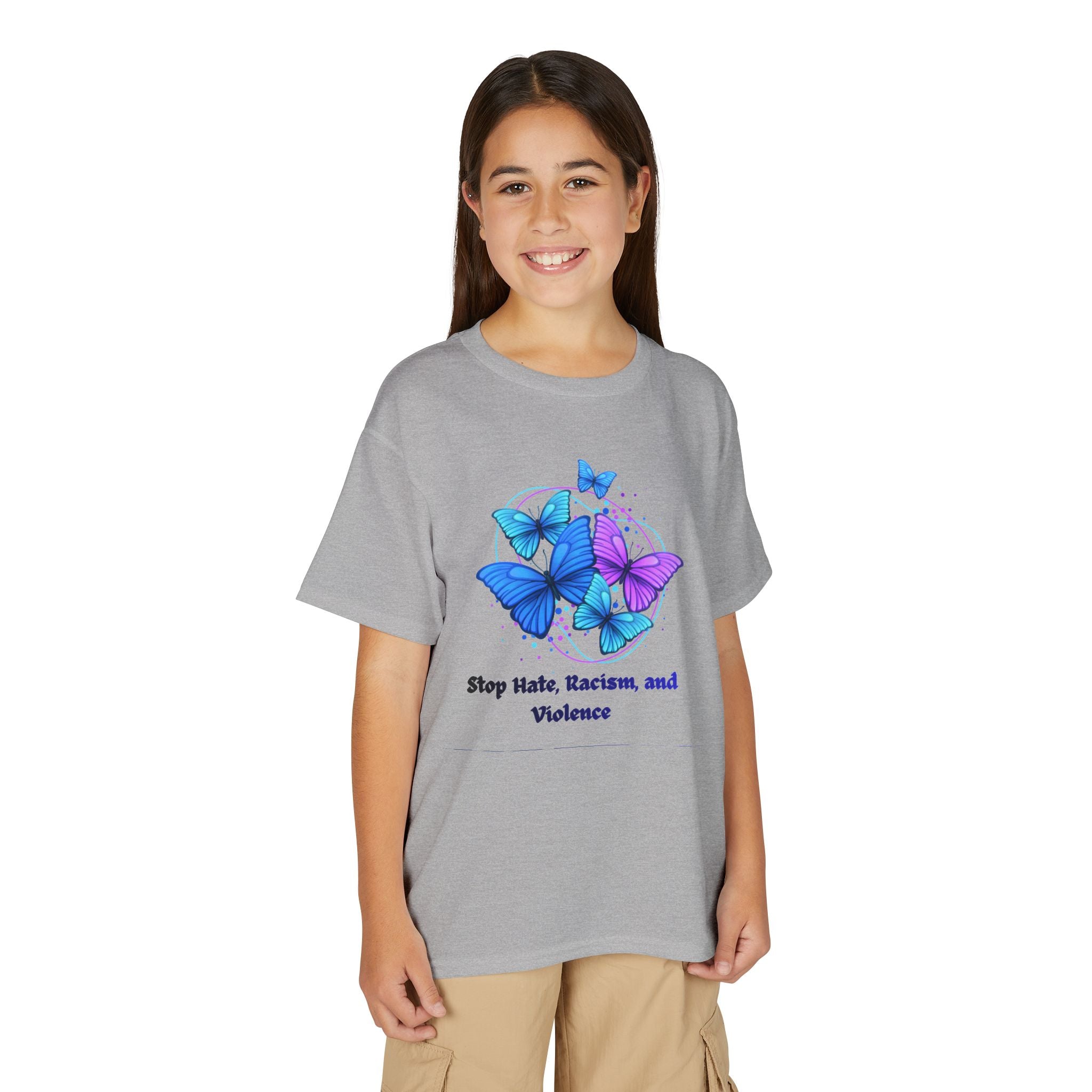 Youth Butterfly Awareness T-Shirt — "Stop Hate, Harassment, and Violence"