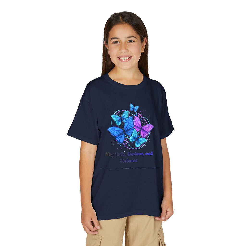 Youth Butterfly Awareness T-Shirt — "Stop Hate, Harassment, and Violence"