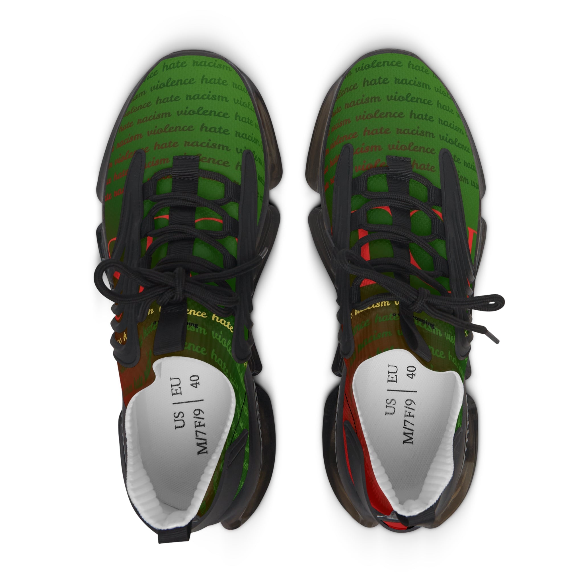 Mesh Sneakers — Green Patterned Women's Athletic Shoes