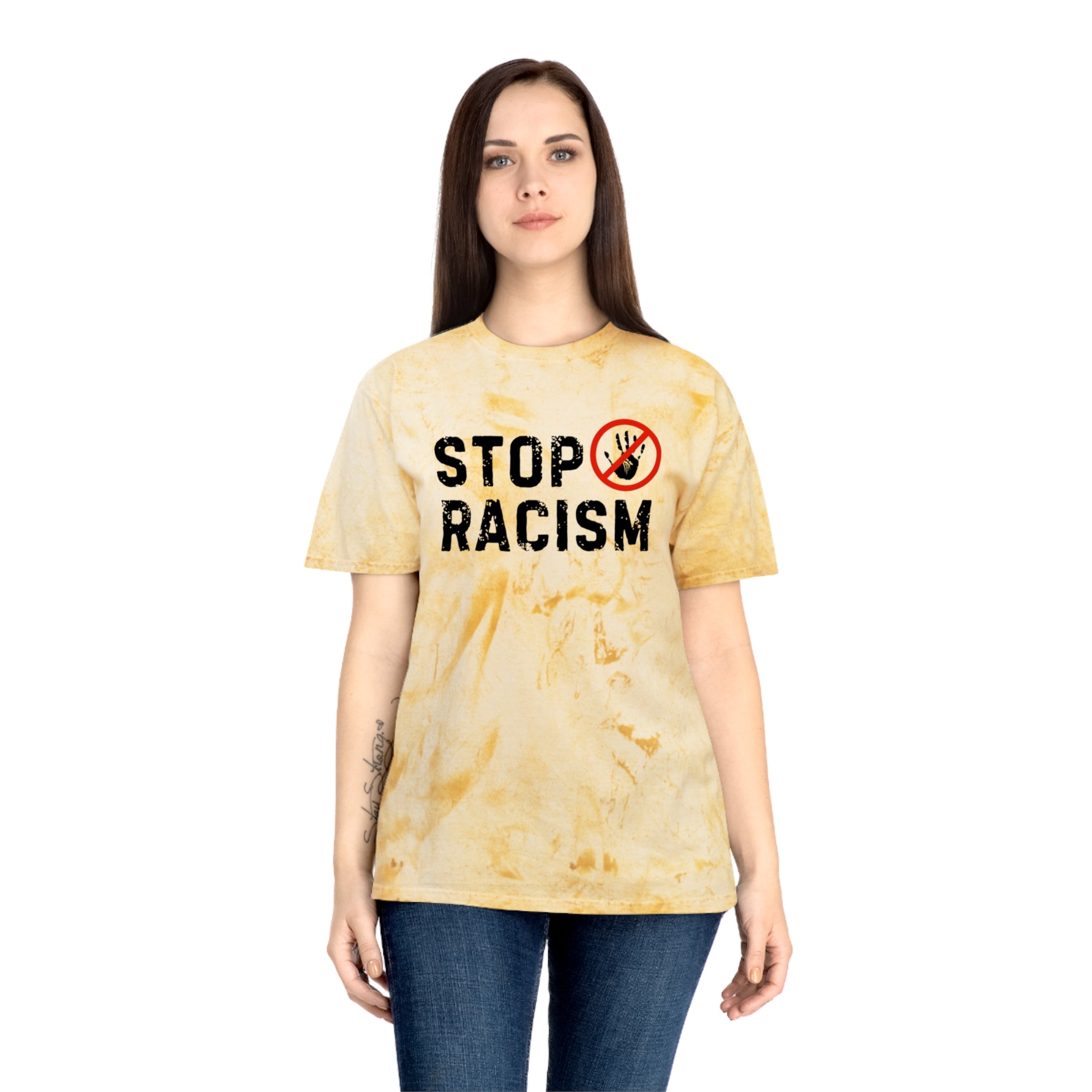Stop Racism T-Shirt — Vintage Tie-Dye Protest Tee